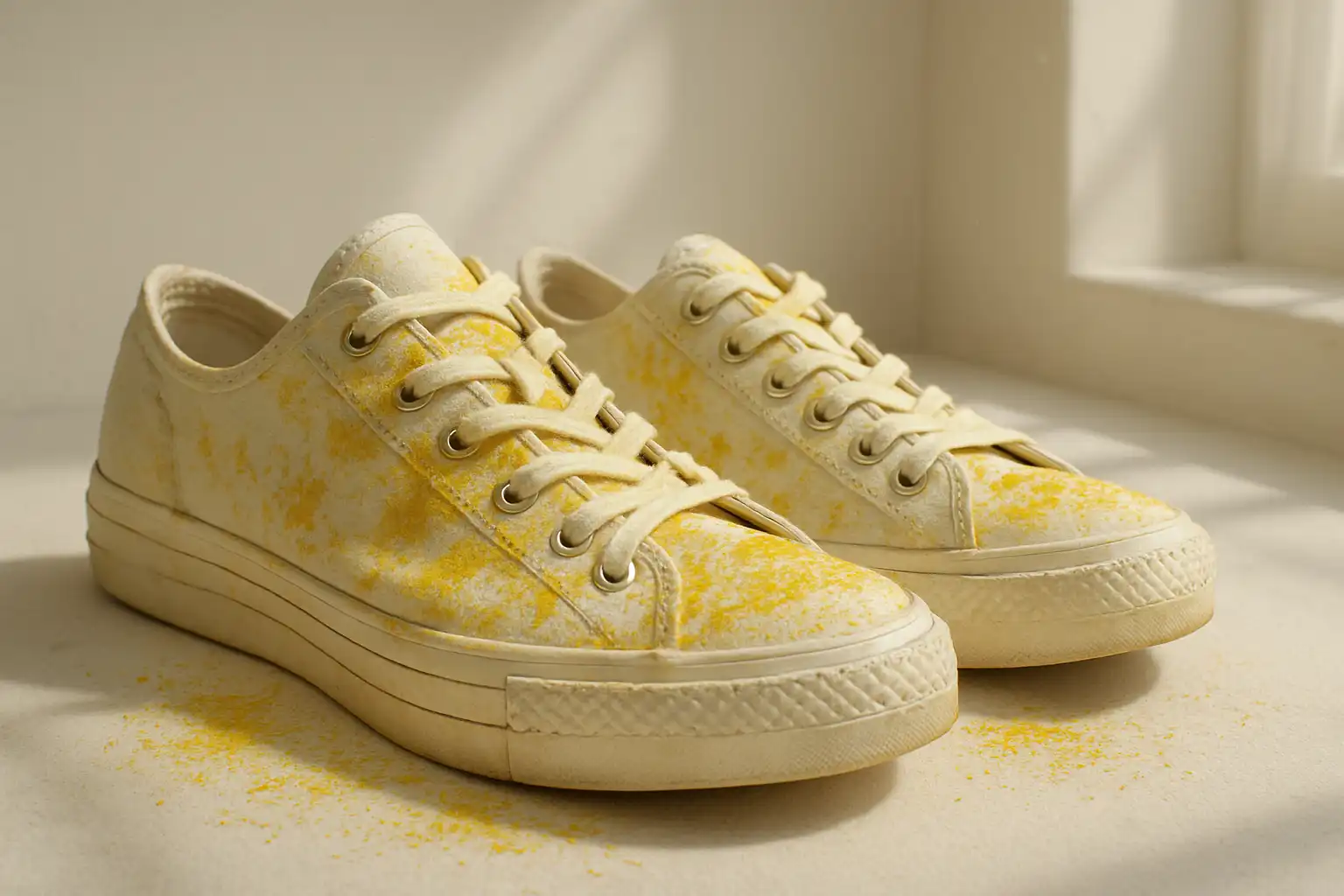 chaussures tachées pollen