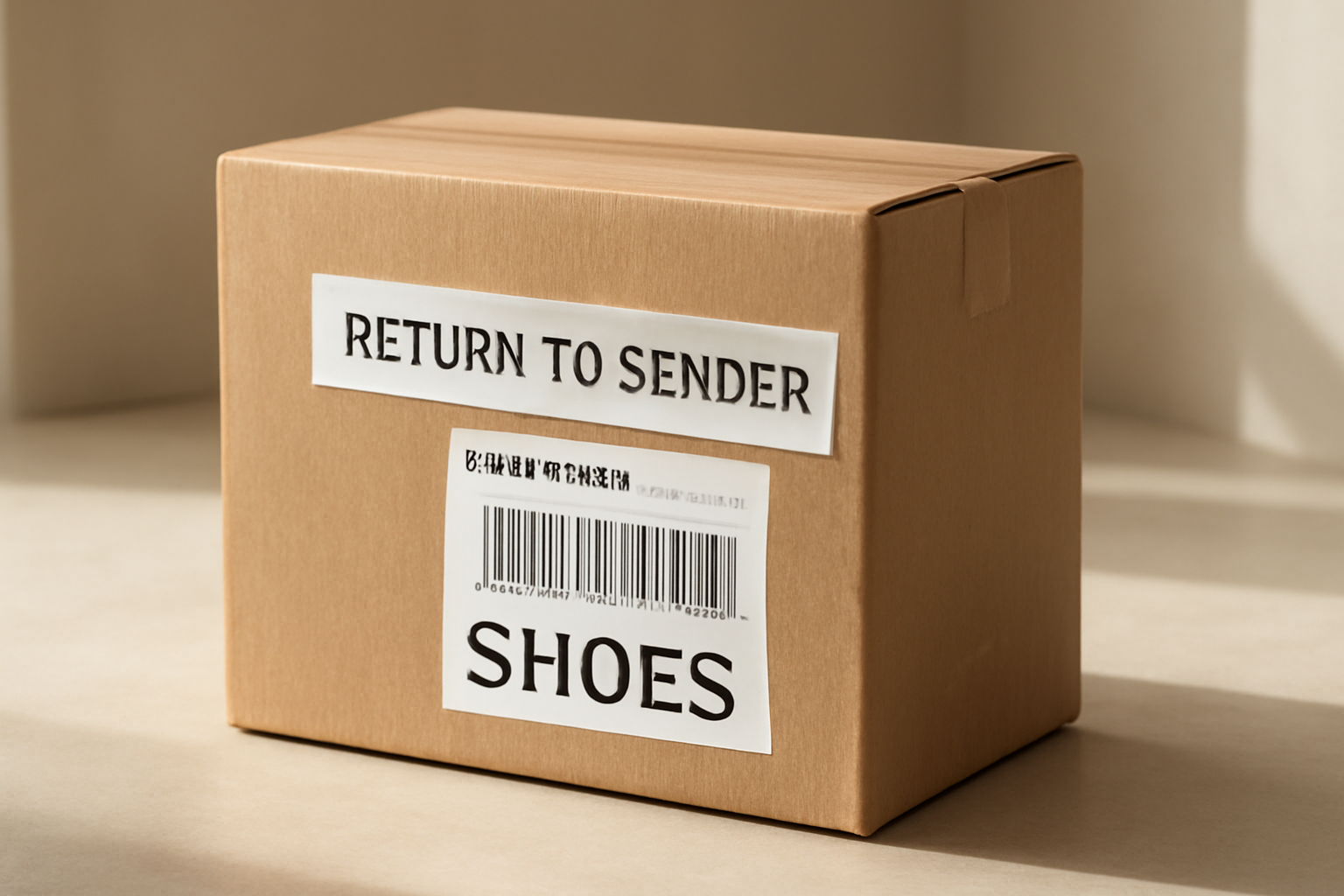 annie-chausseur-retour-districenter-achat-en-ligne carton d’expédition de chaussures prêt pour renvoi