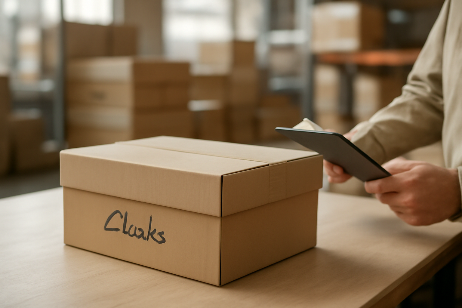 boîte clarks inspectée en logistique