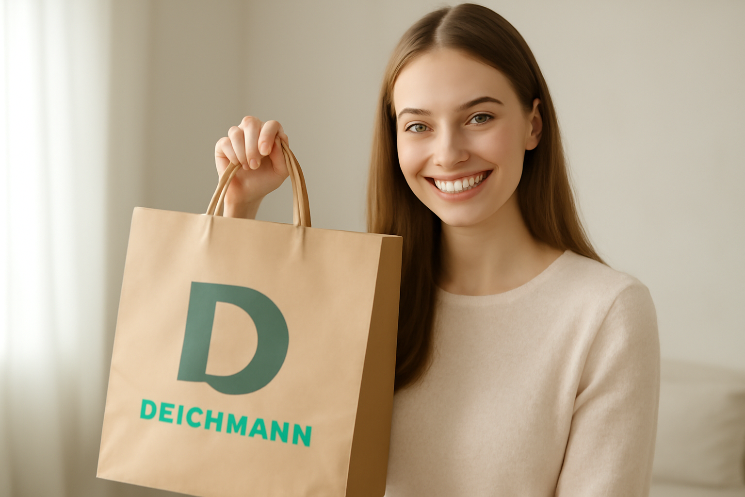 cliente présentant boîte deichmann