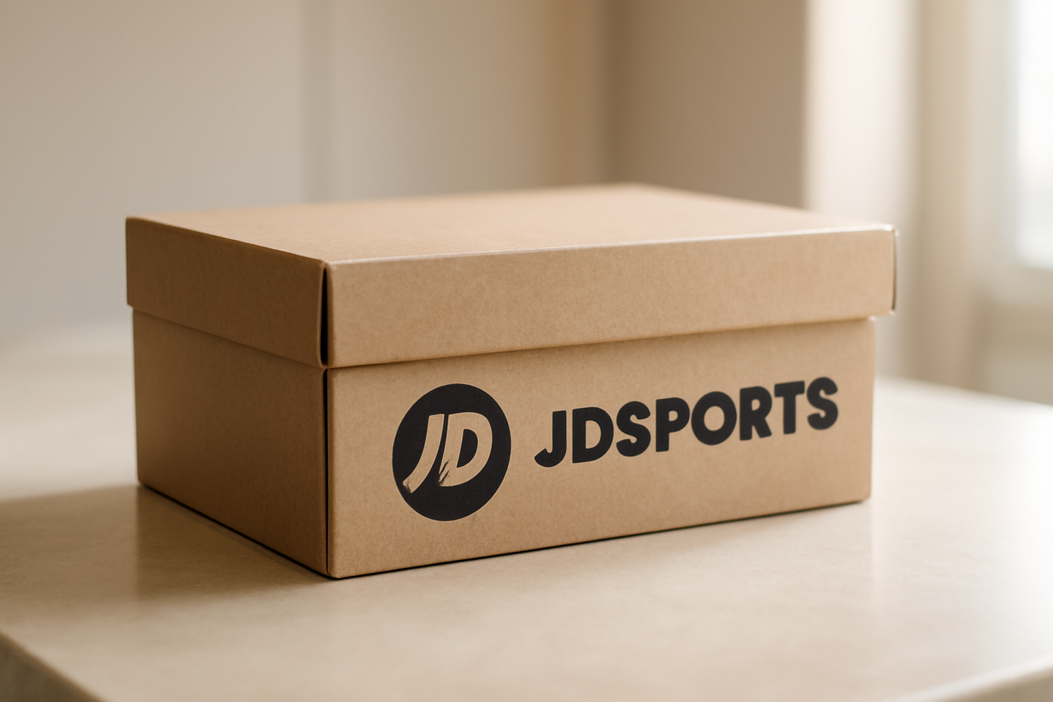 annie-chausseur-echange-jd-sports-magasin boîte de sneakers jd sports sur comptoir