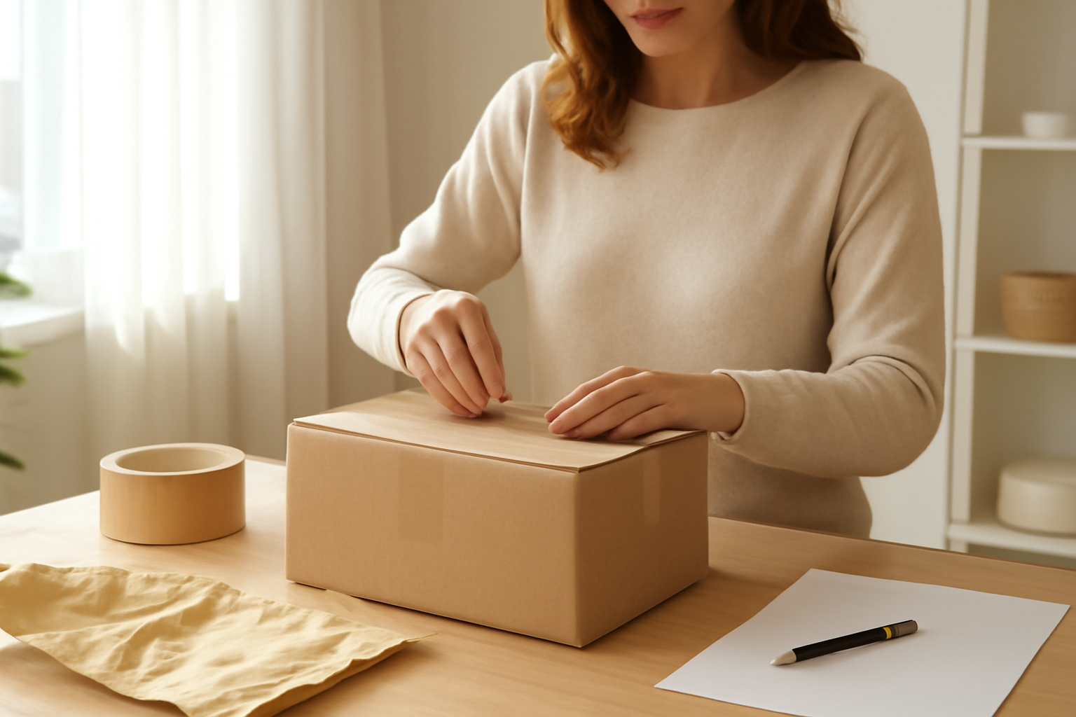 cliente préparant colis pour échange
