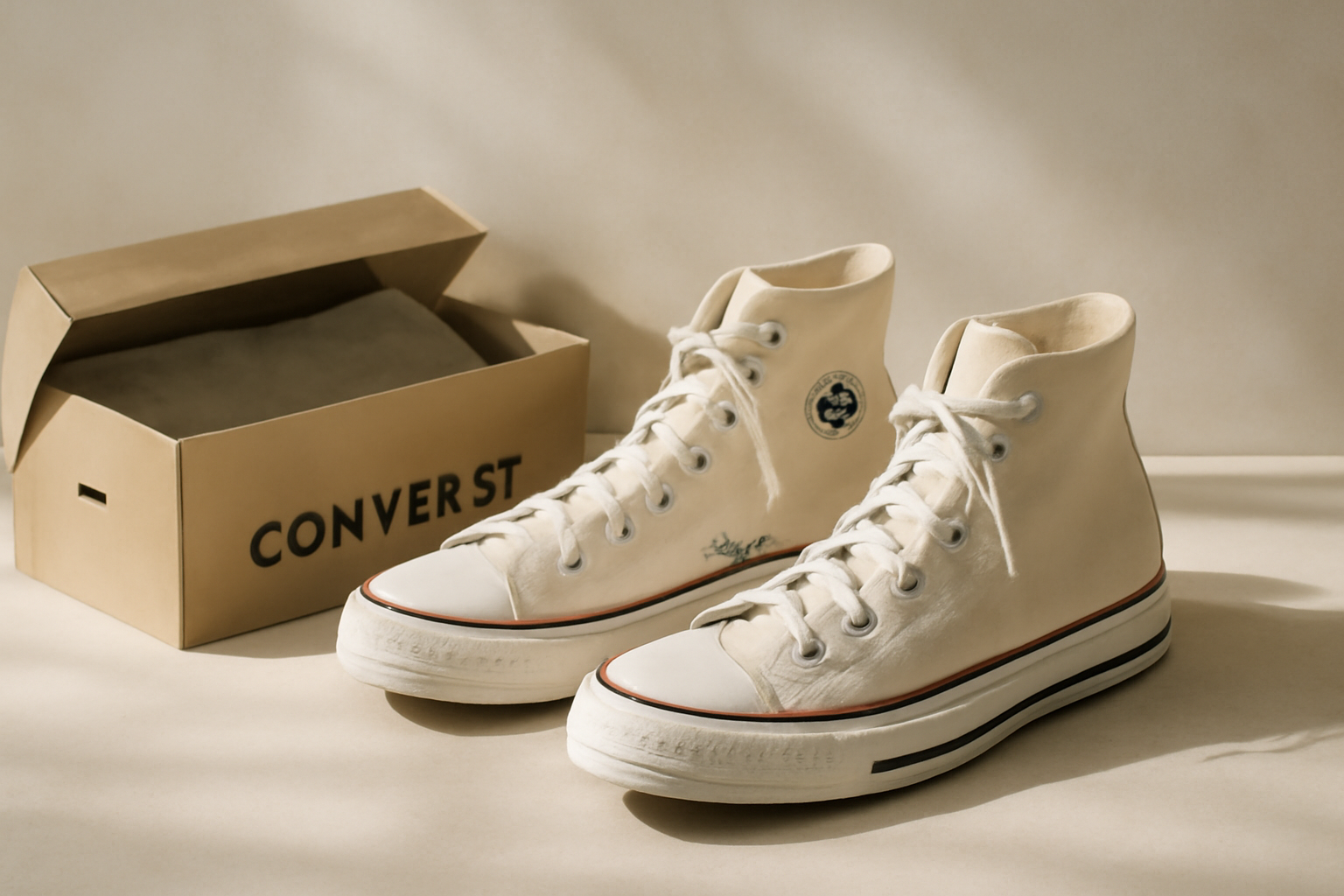 annie-chausseur-retour-converse-en-ligne boîte converse avec chaussures prêtes au retour