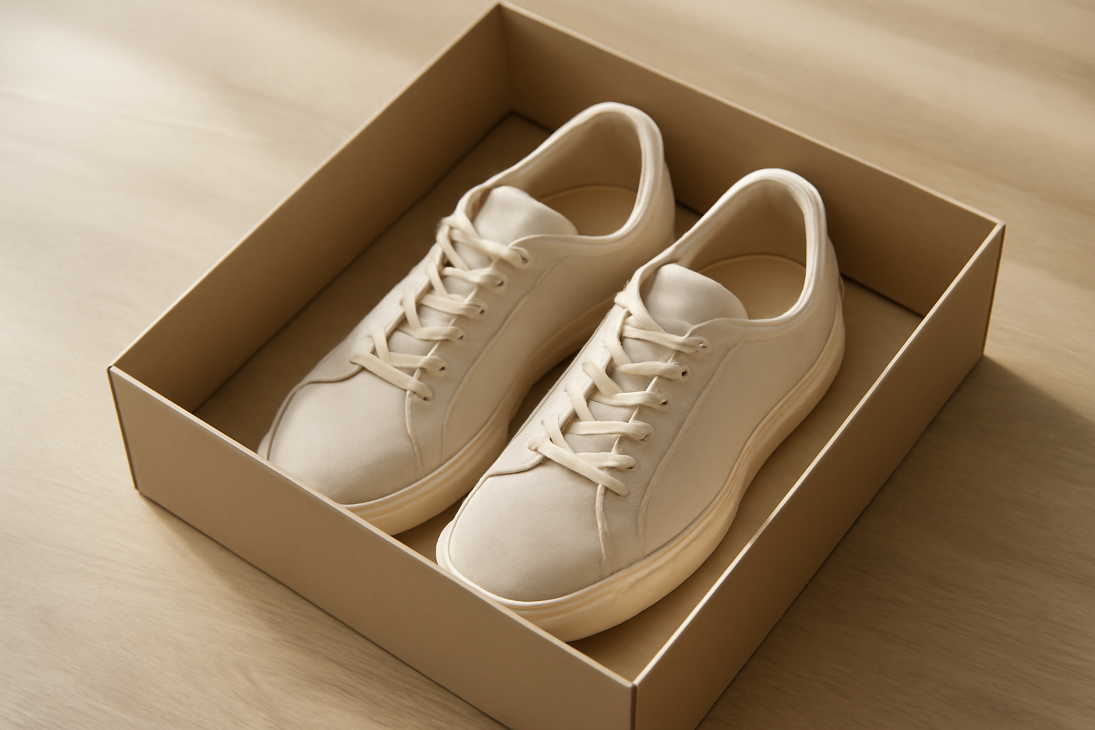 paire de chaussures dans boîte ouverte prête au retour