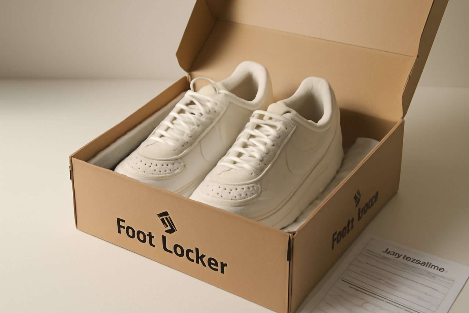 sneakers dans boîte foot locker avec bon de retour