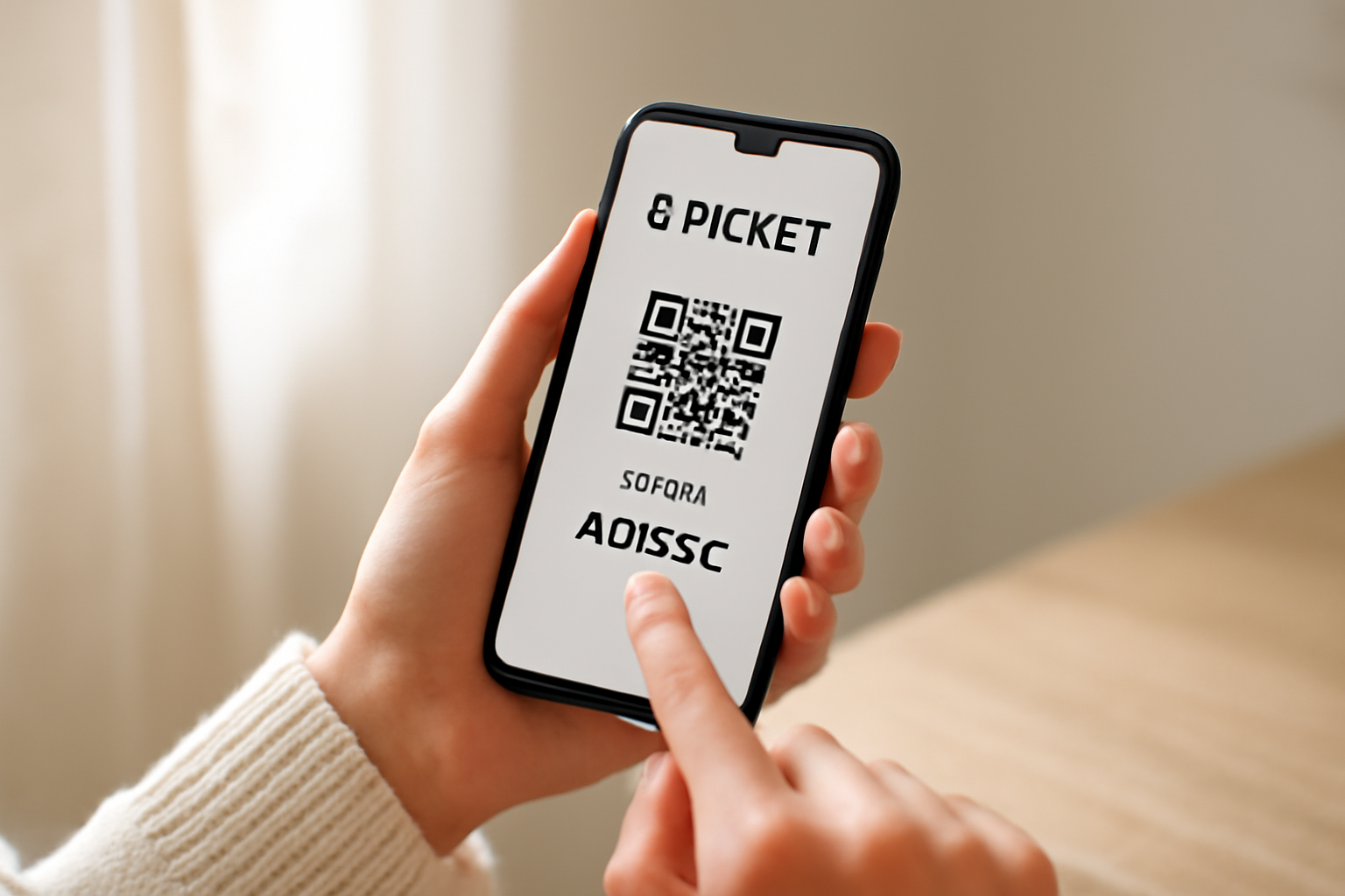 annie-chausseur-retour-hm-ticket-numerique cliente montrant ticket numérique sur smartphone