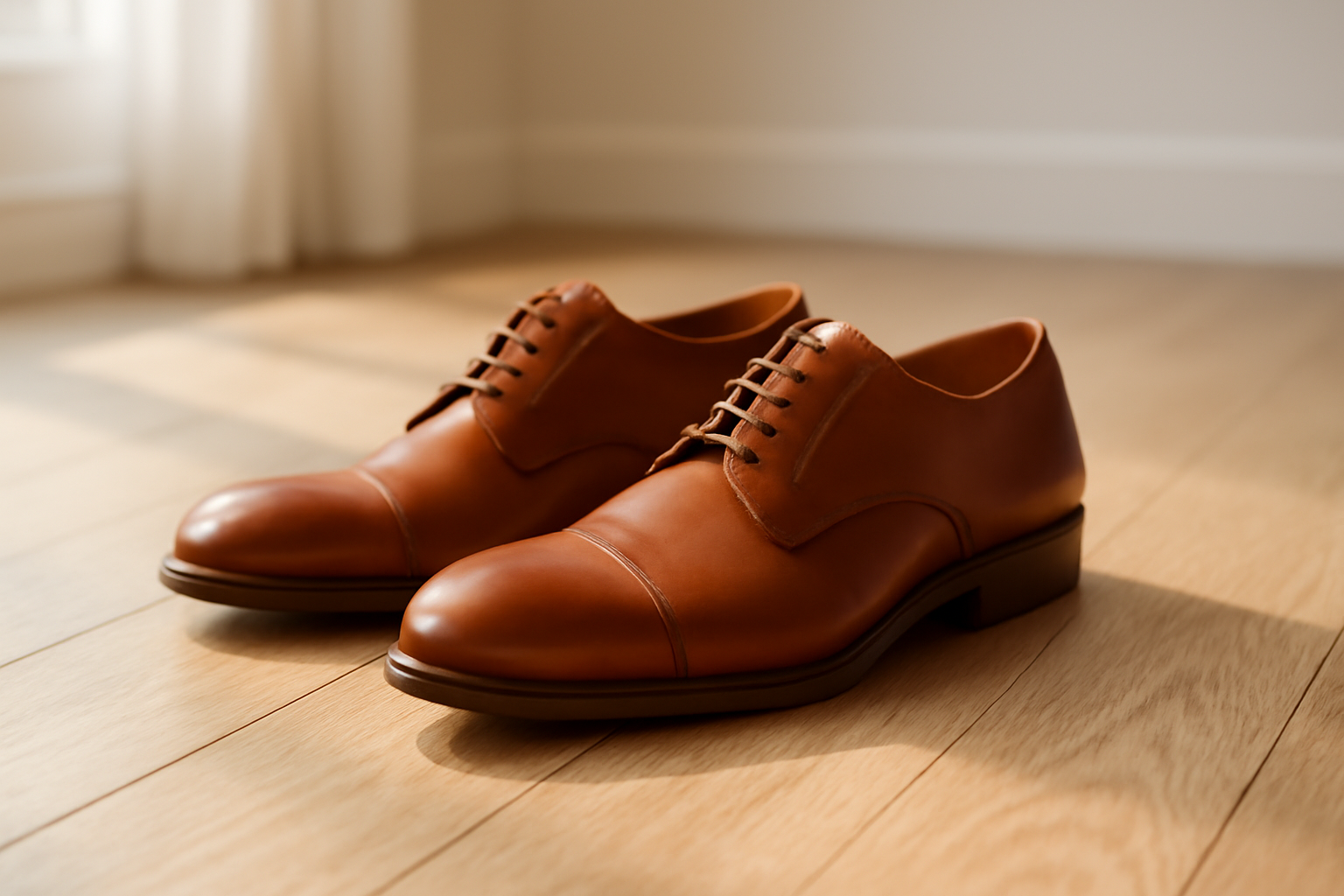 annie-chausseur-chaussures-derby-explication chaussures élégantes en cuir posées sur sol en bois
