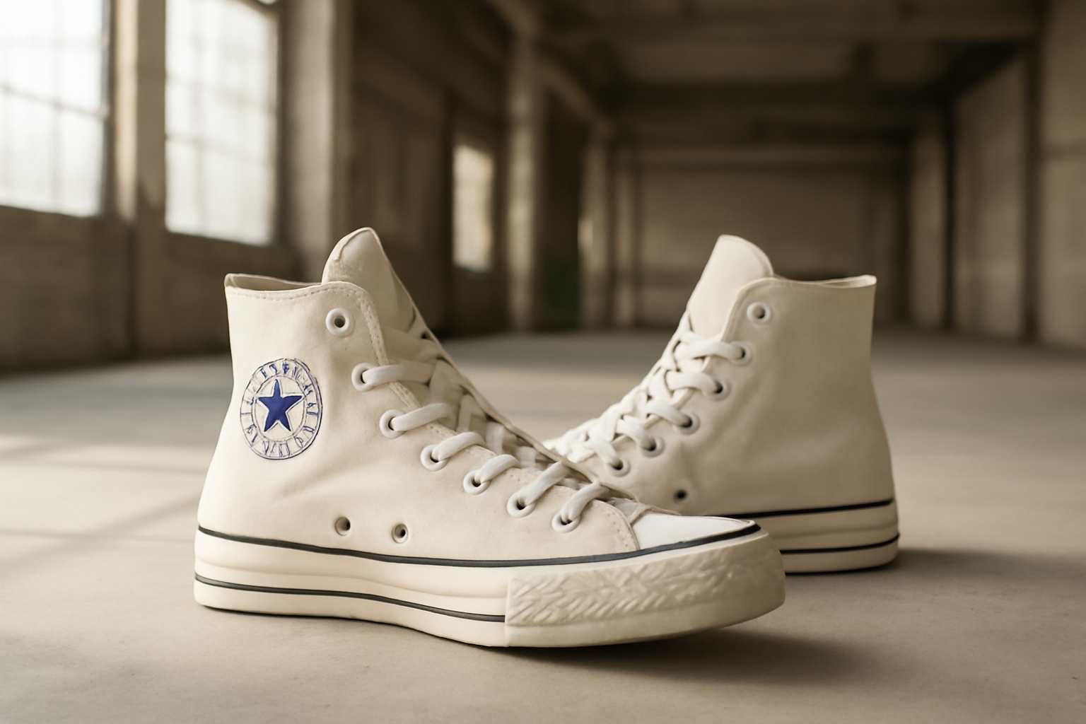 boîte converse ouverte en entrepôt