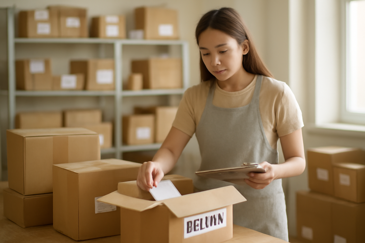 annie-chausseur-delai-remboursement-jonak service logistique triant des colis retour