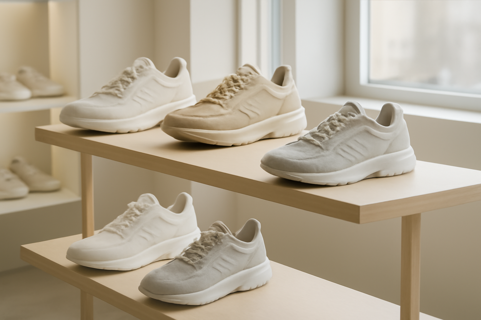 annie-chausseur-nouveaux-modeles-air-max presentation de sneakers modernes exposées en magasin