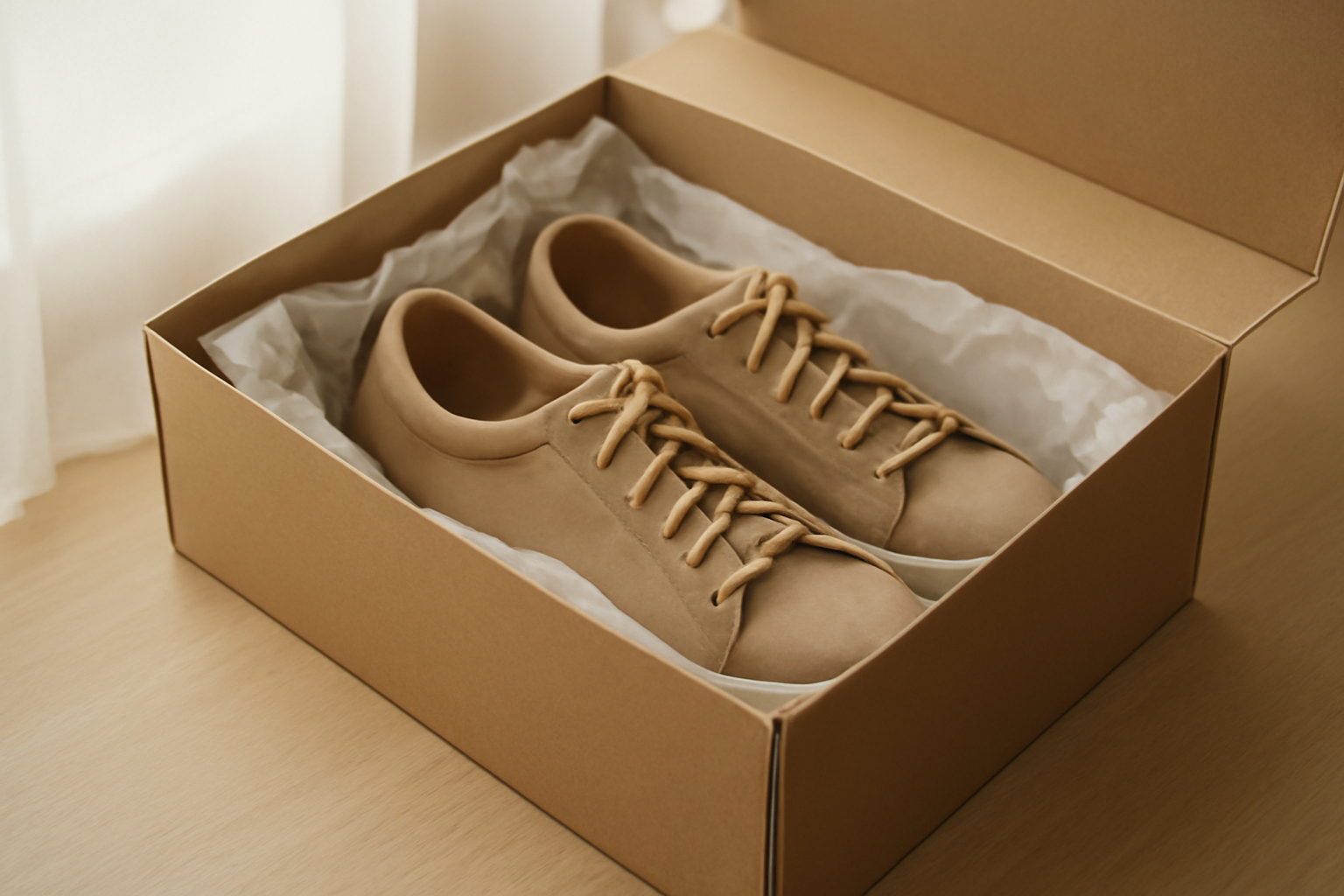 annie-chausseur-retour-cosmoparis-boutique-en-ligne paire de chaussures emballée pour expédition retour