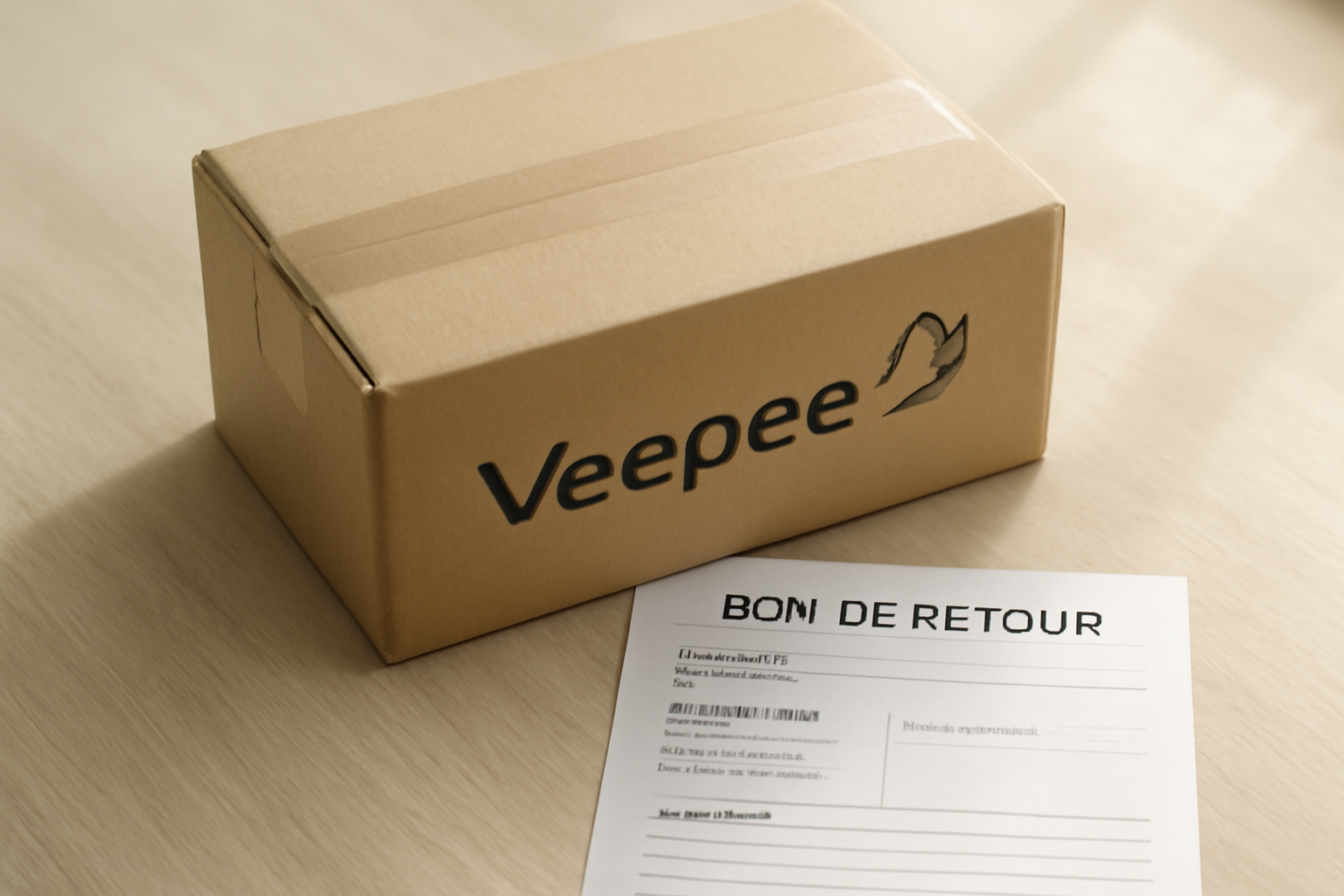 colis veepee refermé avec bon de retour