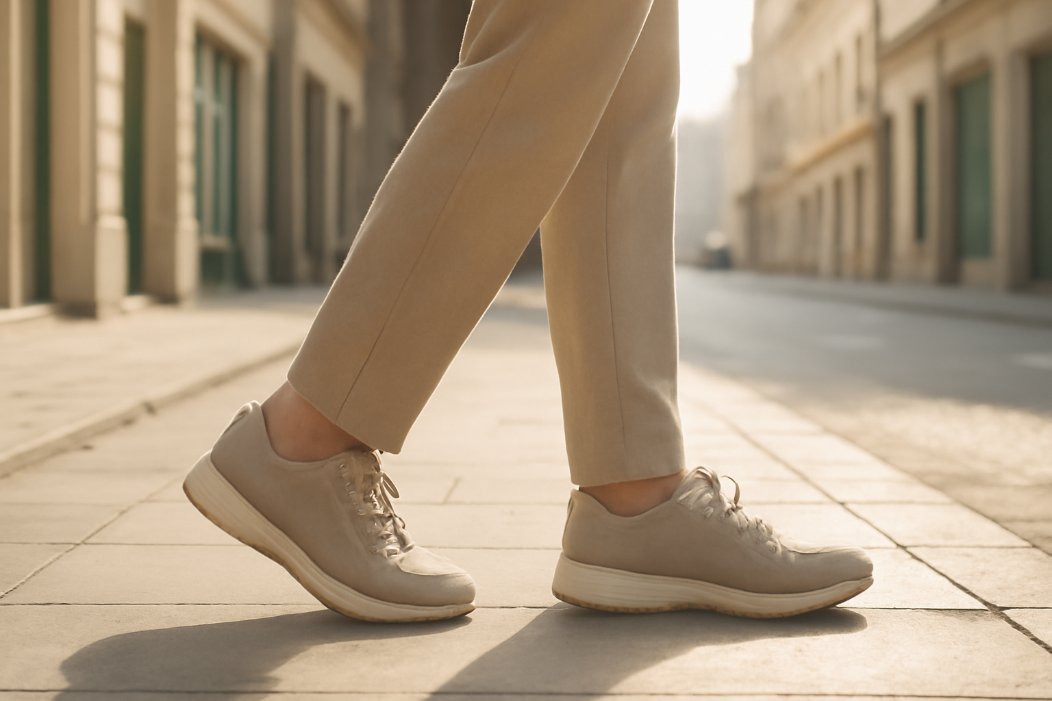 annie-chausseur-choisir-chaussures-confort-quotidien personne marchant en ville avec chaussures confortables