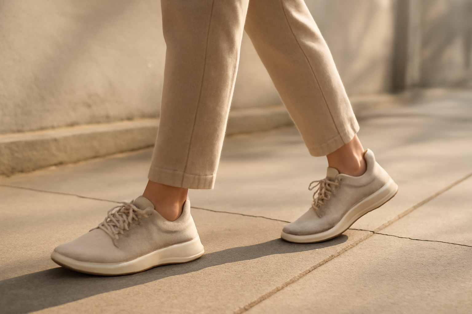 annie-chausseur-choisir-chaussures-marche-ville personne marchant sur trottoir avec chaussures confortables