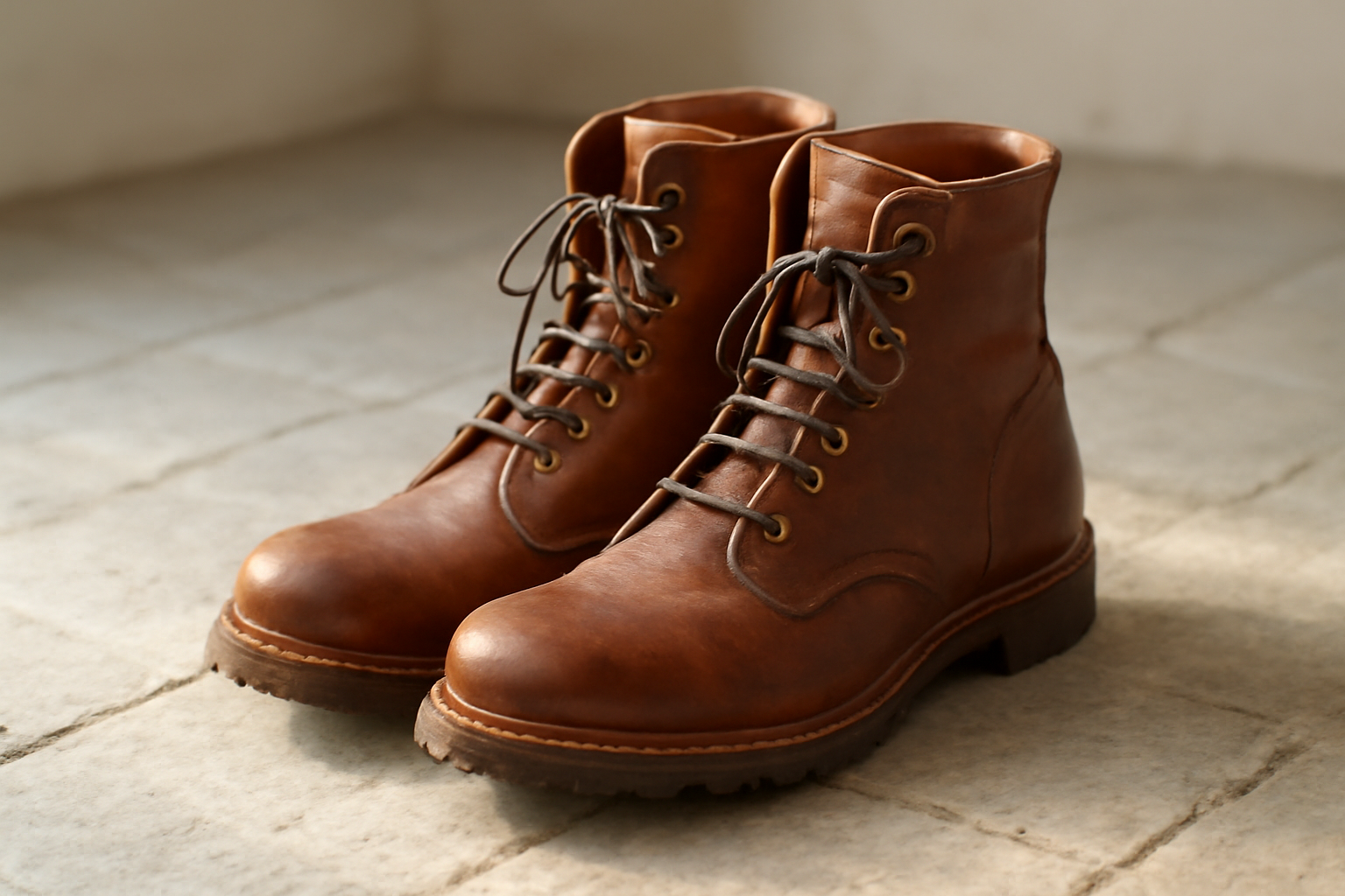 annie-chausseur-diemme-roccia-vet-explication bottes robustes avec lacets métalliques posées sur sol en pierre