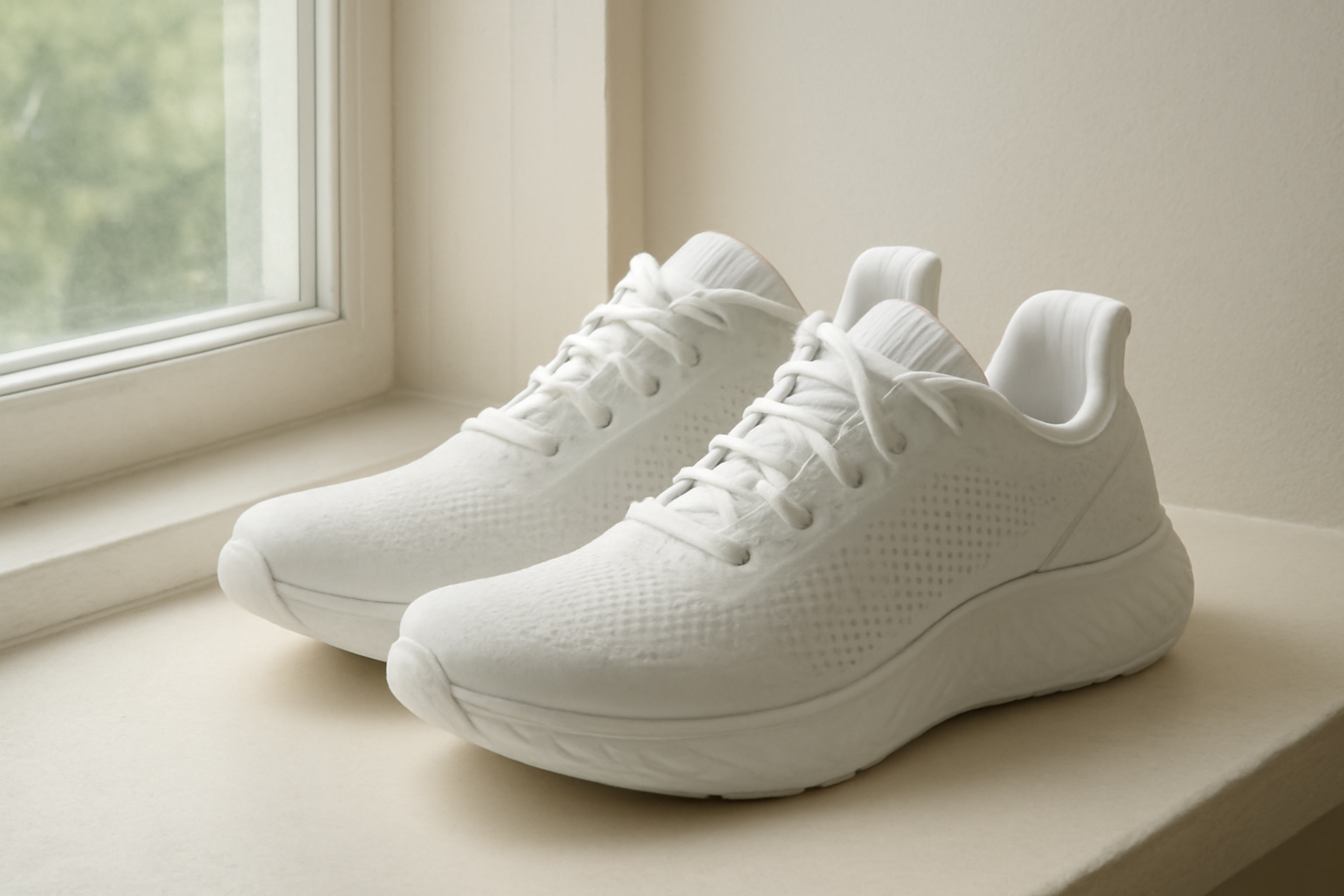 annie-chausseur-eliminer-odeur-chaussures-sport chaussures de sport aérées près d’une fenêtre
