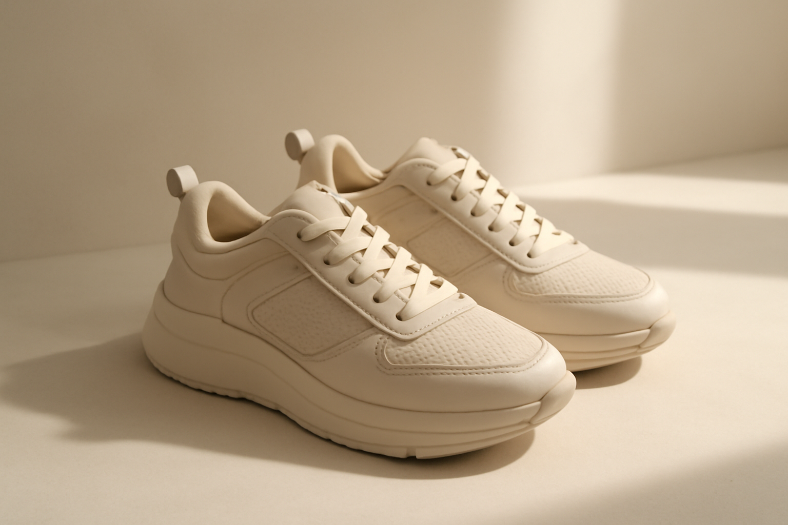 sneakers modernes posées sur surface minimaliste