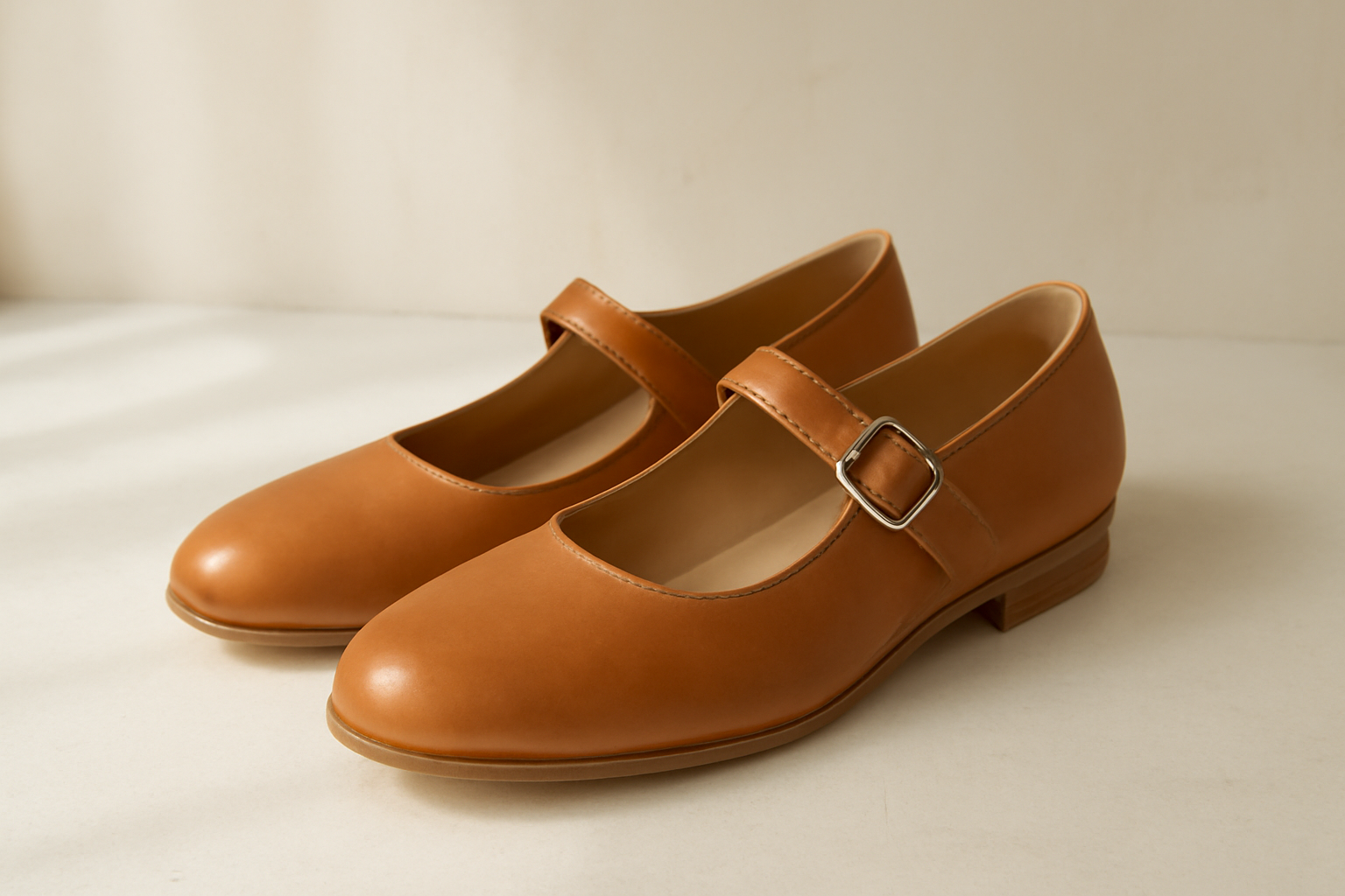 chaussures en cuir avec boucle métallique sur le côté