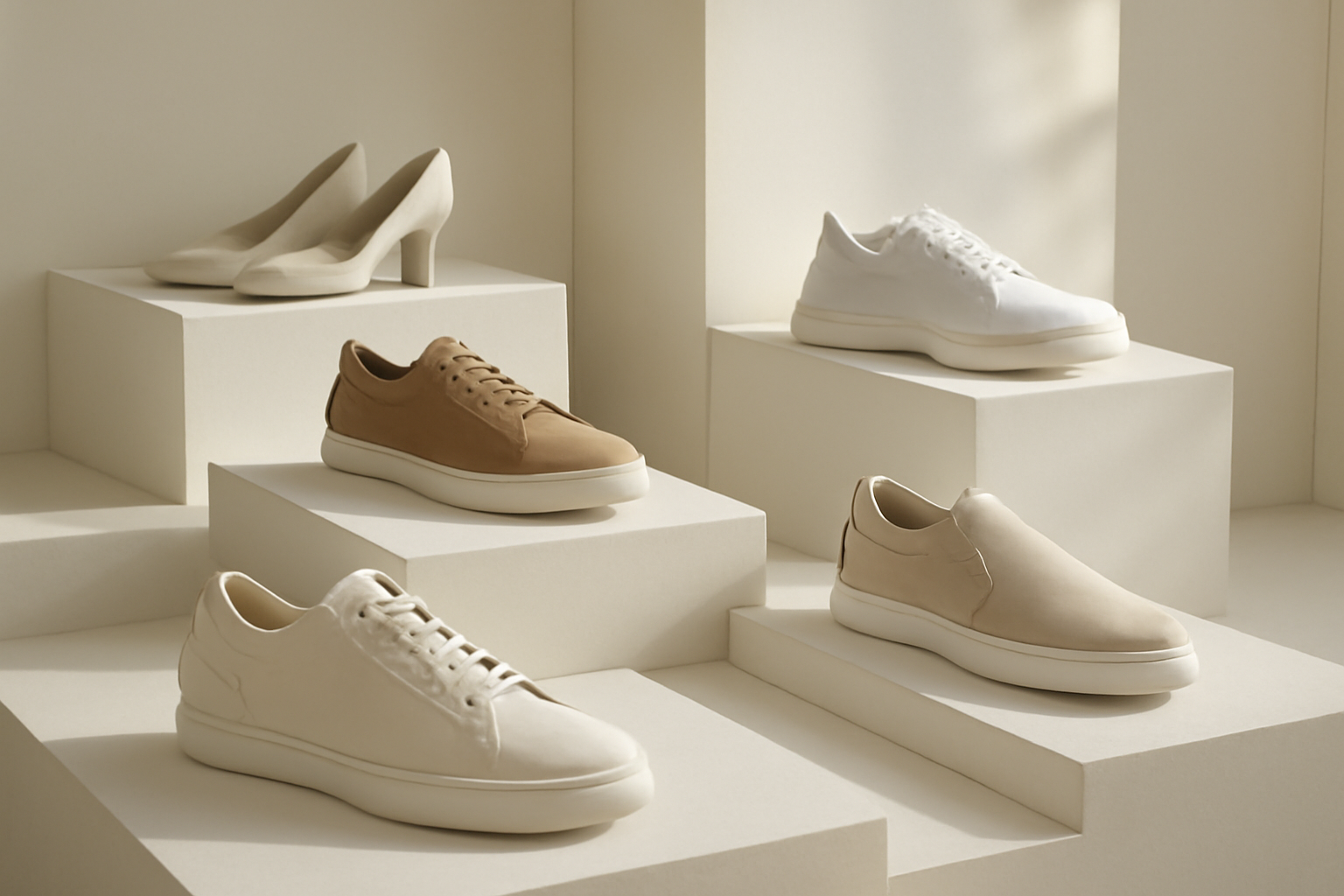 chaussures modernes exposées dans boutique