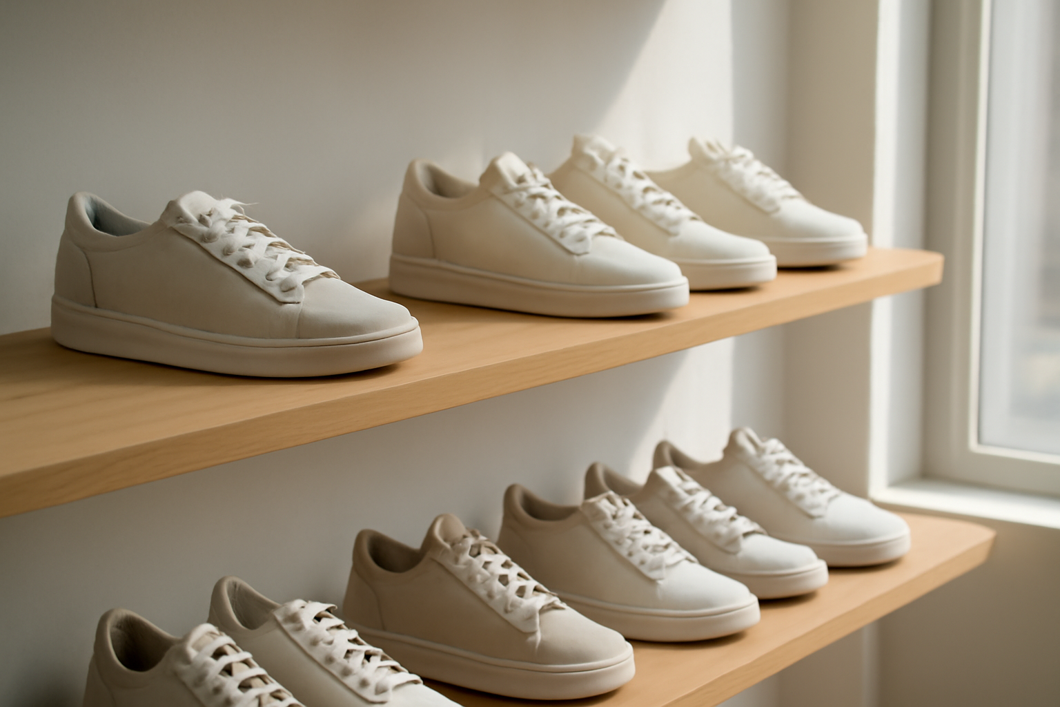 sneakers basses exposées en boutique