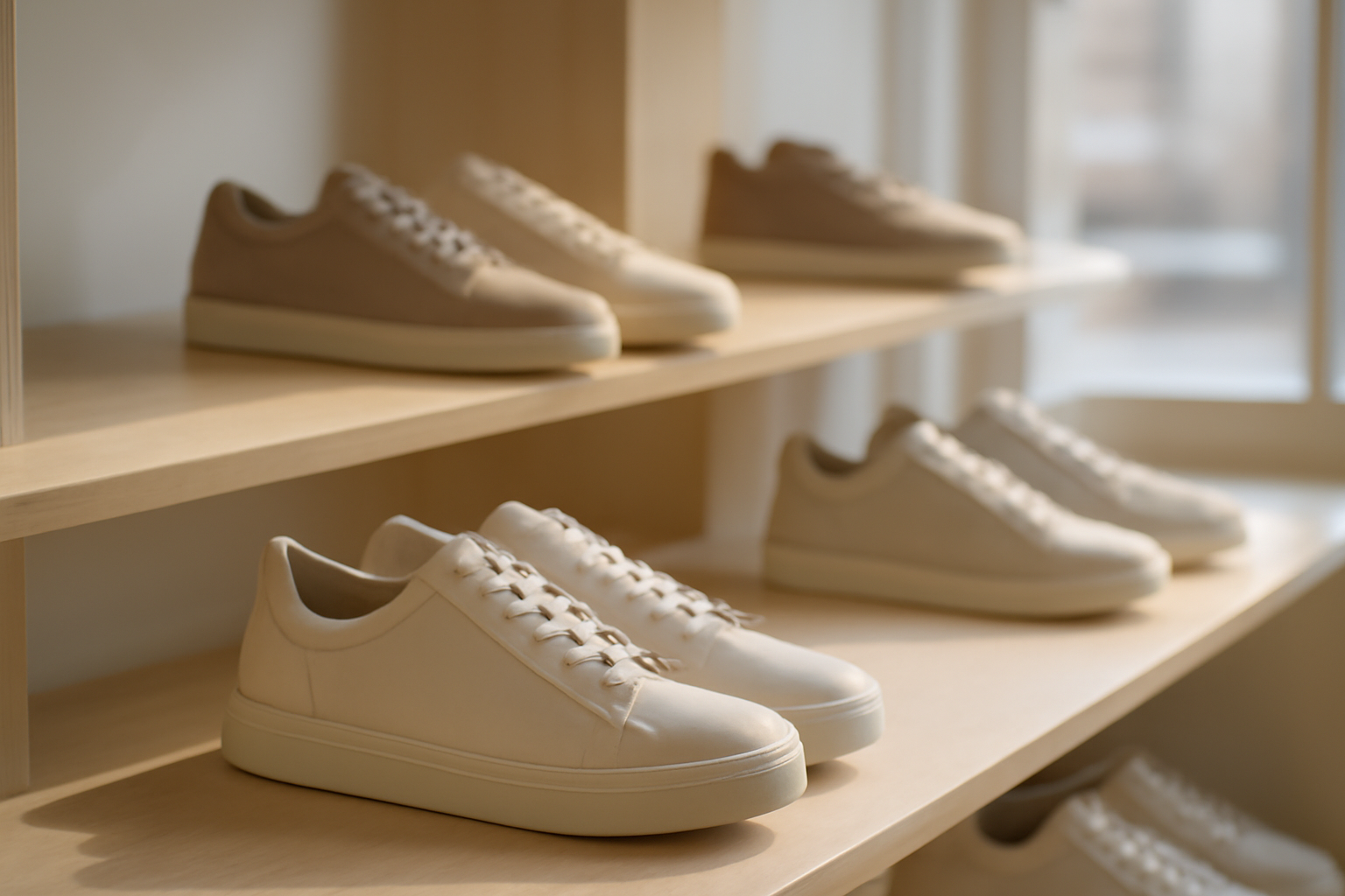 annie-chausseur-nouveaux-modeles-vans-authentic sneakers basses exposées dans boutique de chaussures