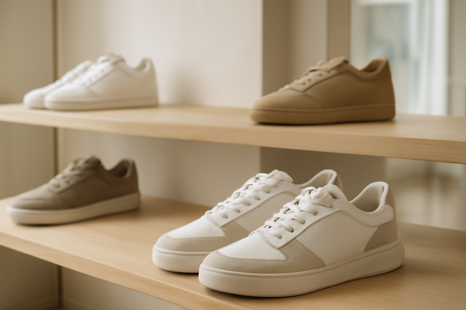 chaussures modernes exposées dans boutique tendance