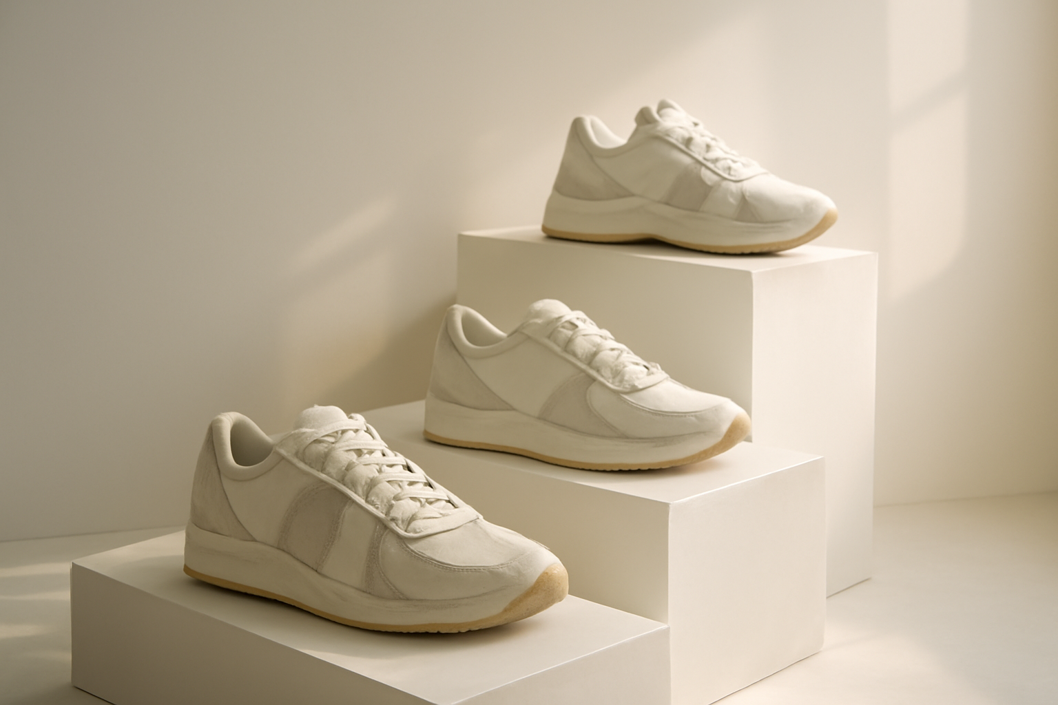 annie-chausseur-nouvelles-marques-sneakers-underground sneakers originales exposées sur présentoir minimaliste