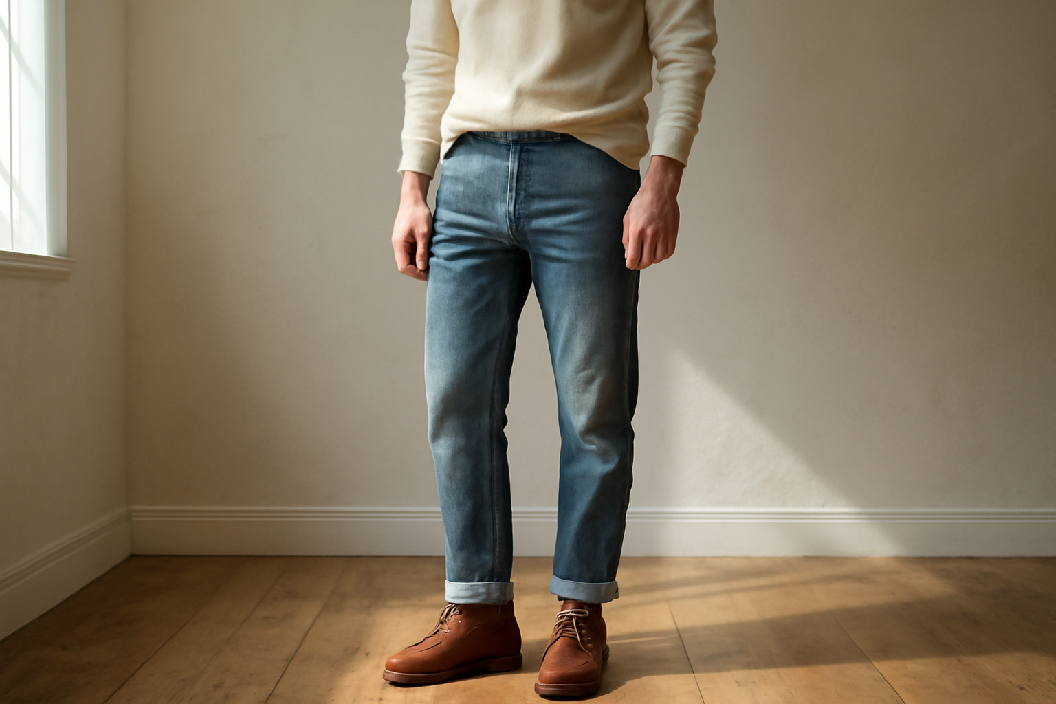annie-chausseur-porter-bottines-jean-homme homme avec jean retroussé et bottines