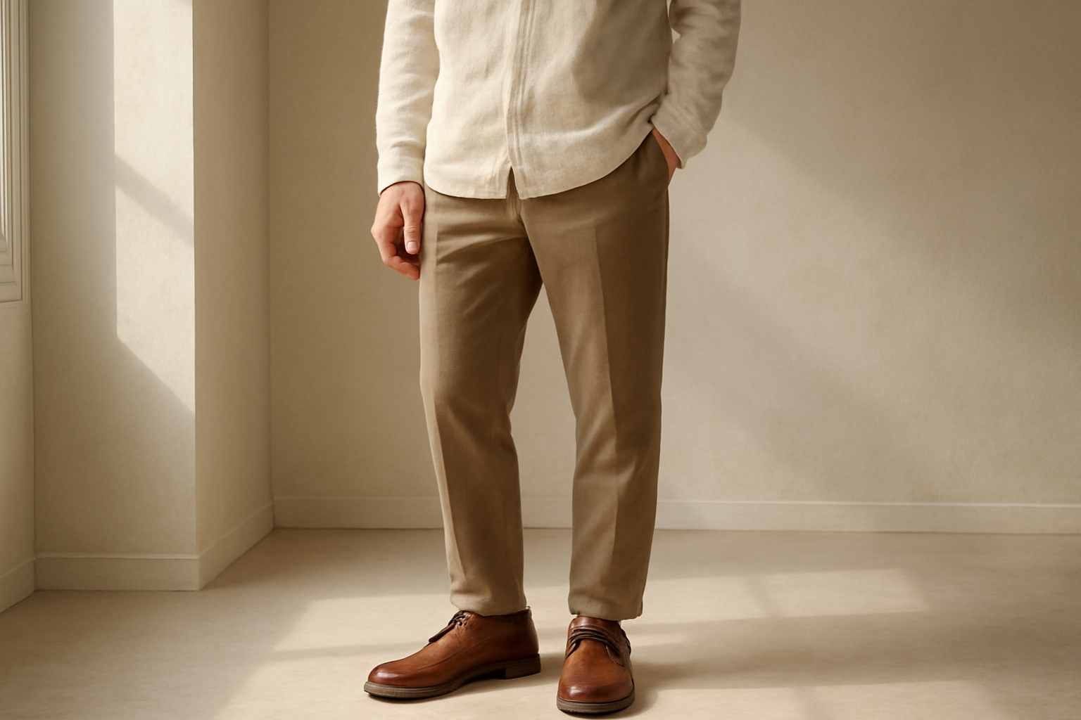 annie-chausseur-porter-chaussures-marron-style tenue masculine avec chaussures marron et pantalon