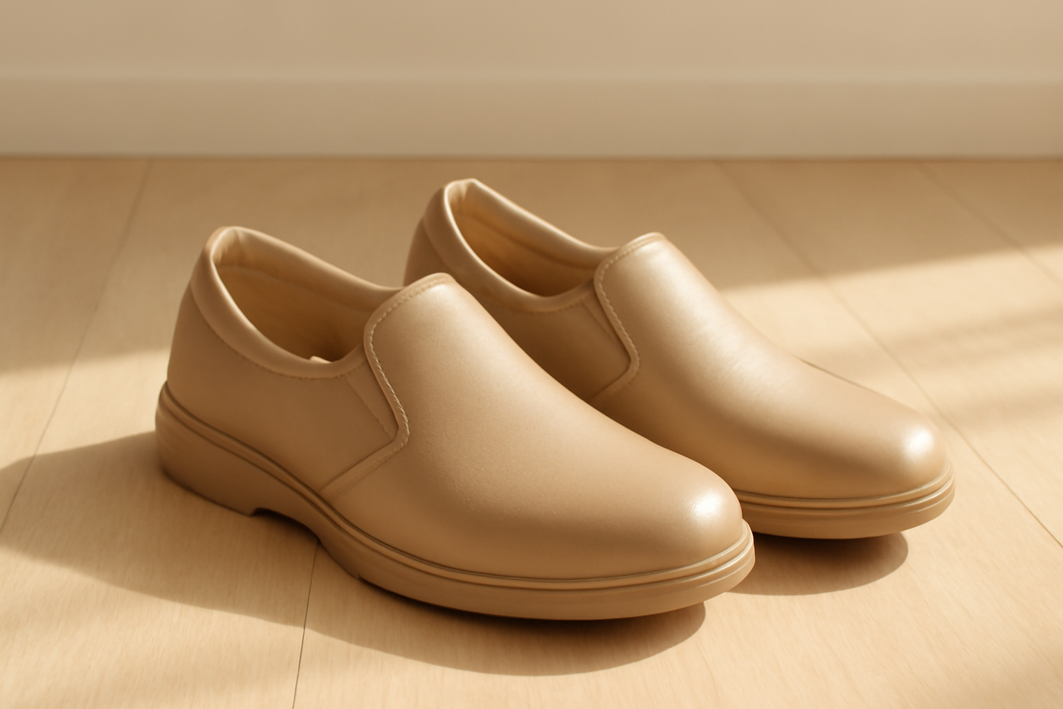 annie-chausseur-arche-chaussures-explication chaussures confortables en cuir posées sur sol clair