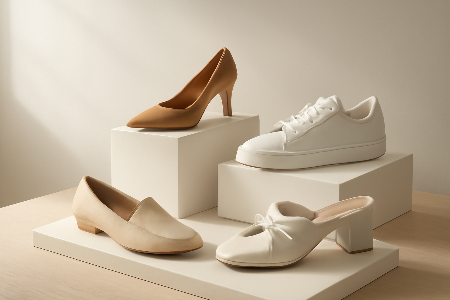 chaussures design exposées sur présentoir