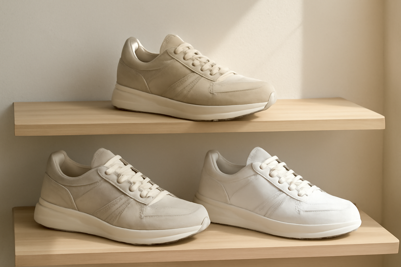 sneakers modernes exposées sur étagère
