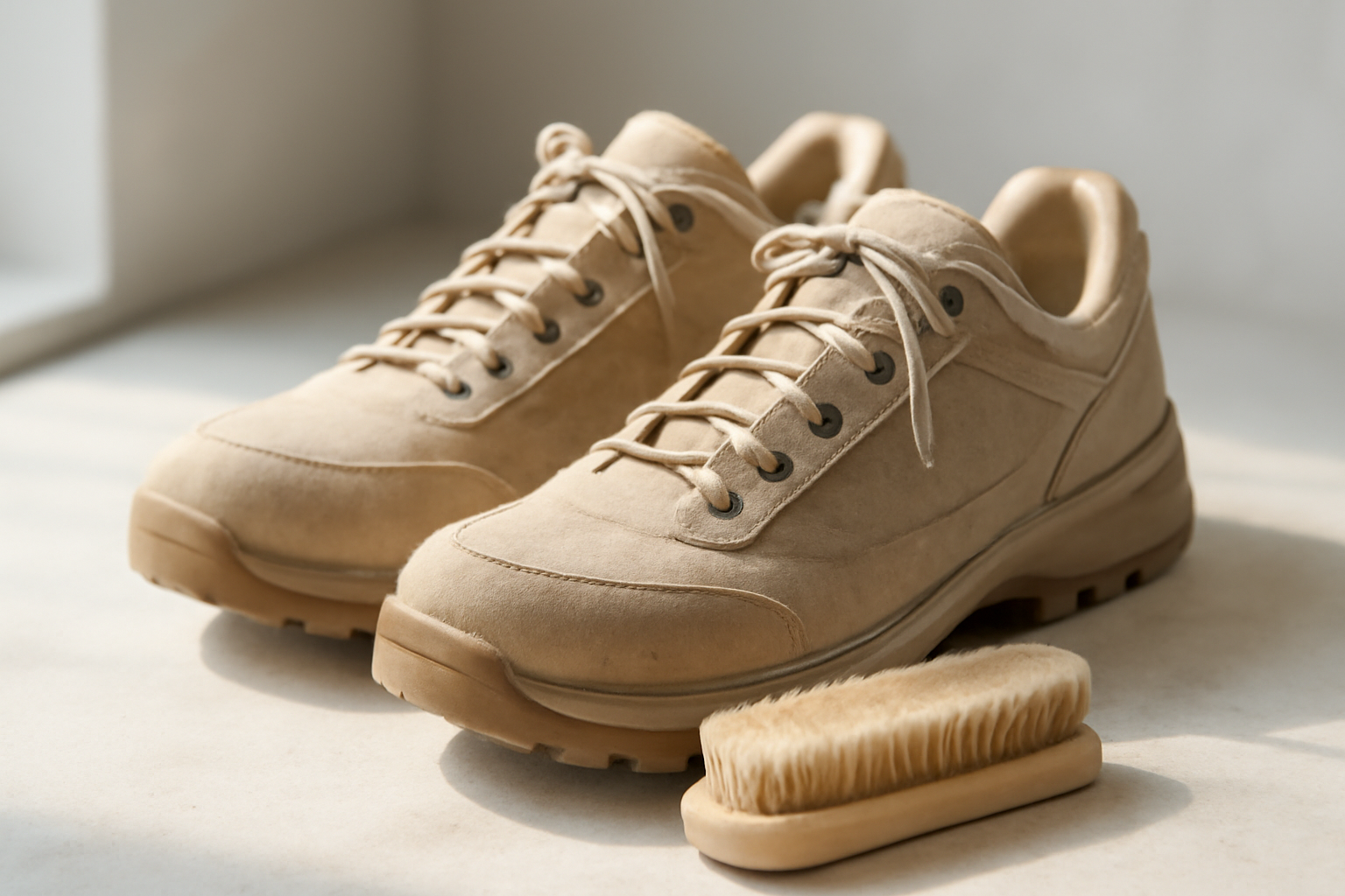 annie-chausseur-nettoyer-chaussures-apres-marche chaussures de marche nettoyées avec brosse douce