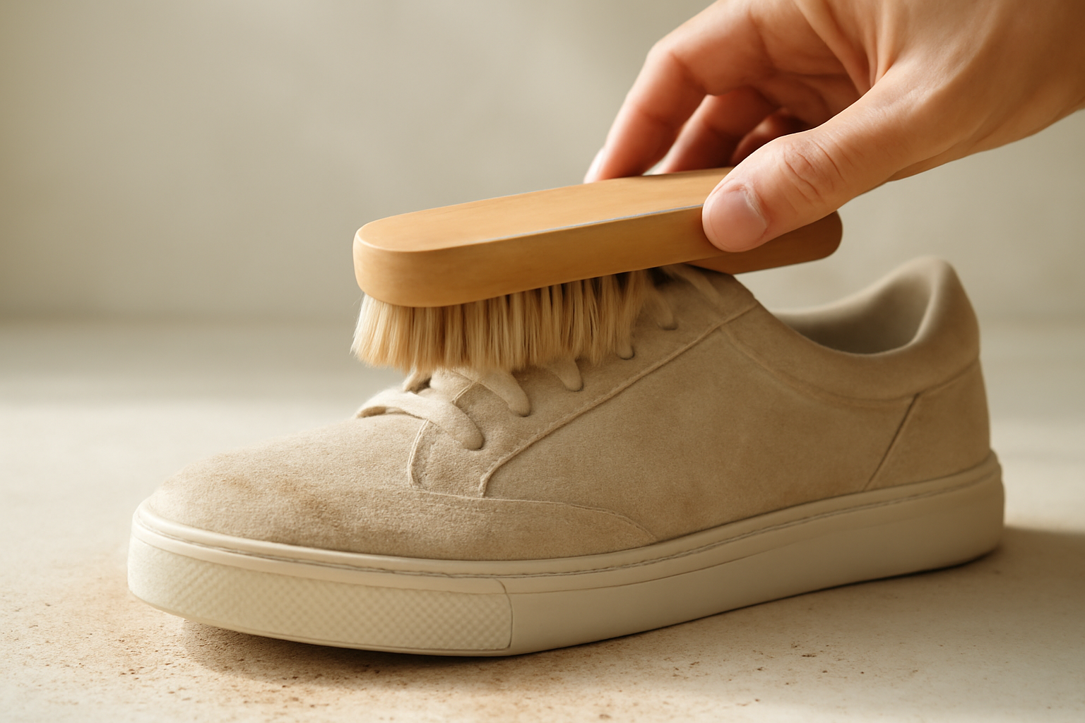 annie-chausseur-nettoyer-chaussures-apres-sable brosse retirant sable sur chaussure