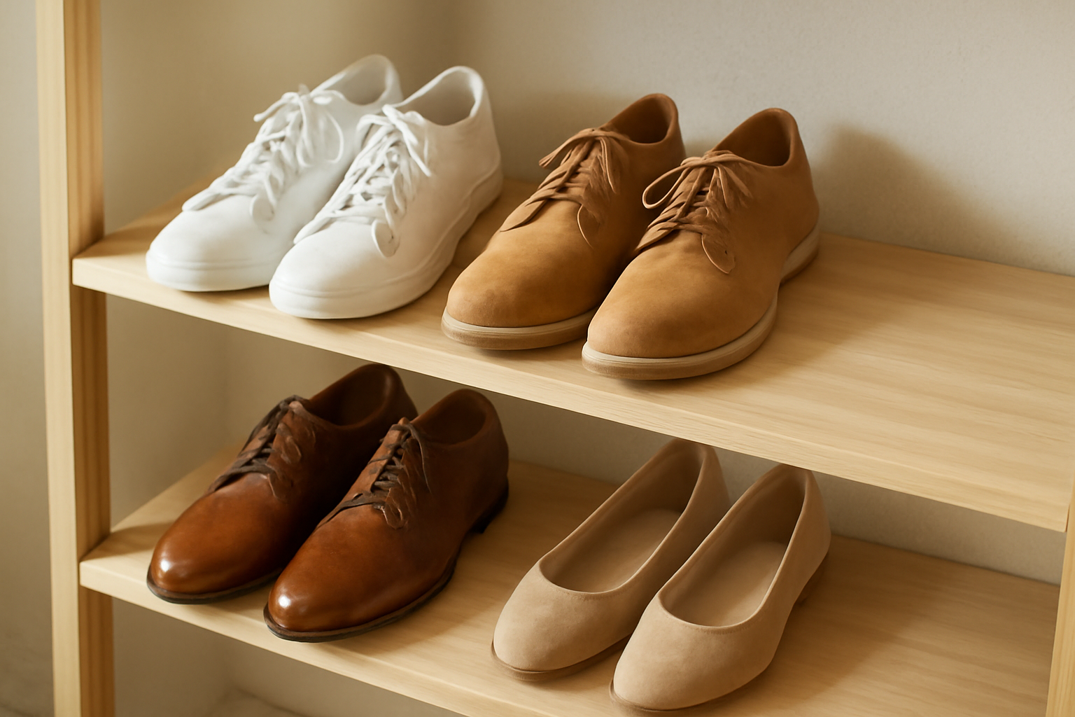 annie-chausseur-nettoyer-chaussures-avant-rangement chaussures nettoyées avant rangement sur étagère