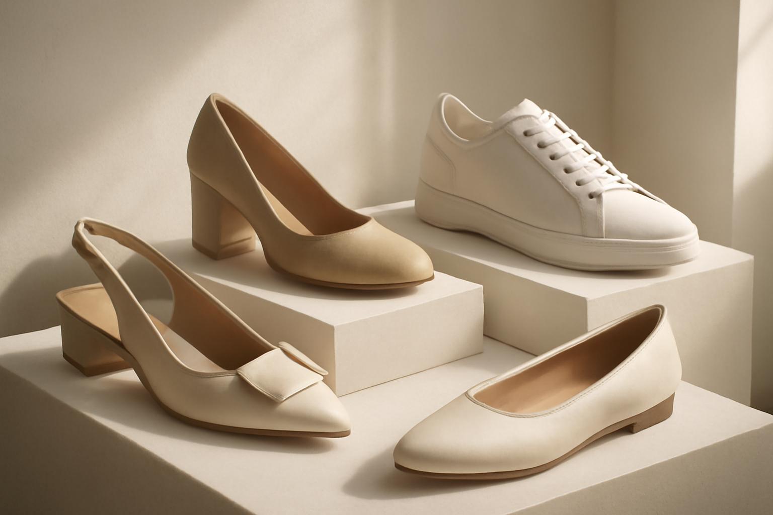 chaussures design exposées sur présentoir