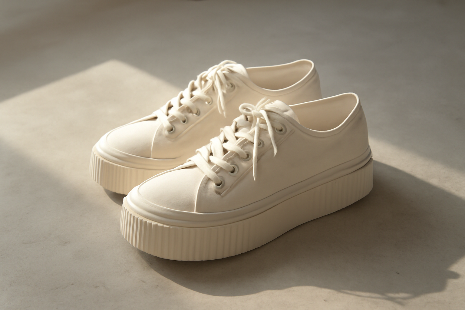 annie-chausseur-novesta-star-master-explication sneakers en toile avec semelle épaisse posées sur sol béton