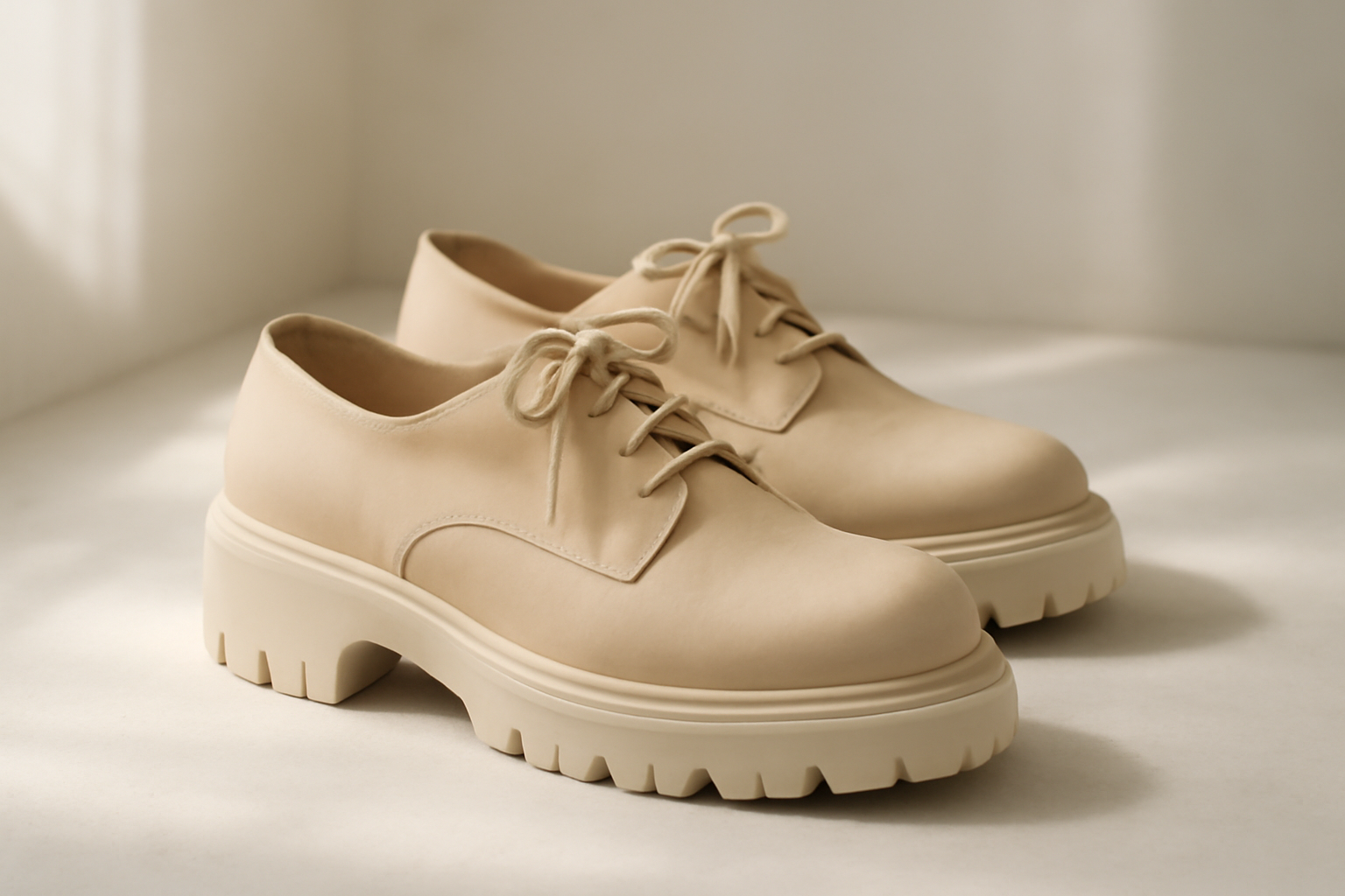 chaussures en cuir avec semelle épaisse