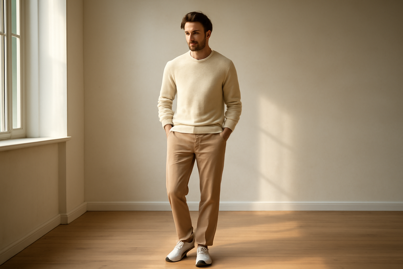 annie-chausseur-porter-sneakers-design-homme homme avec tenue sobre et sneakers modernes