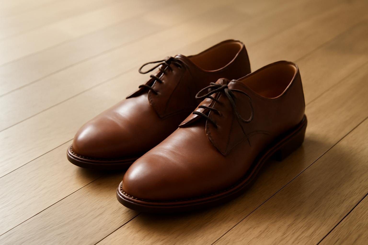 annie-chausseur-sebago-docksides-explication chaussures en cuir avec lacets posées sur sol bois