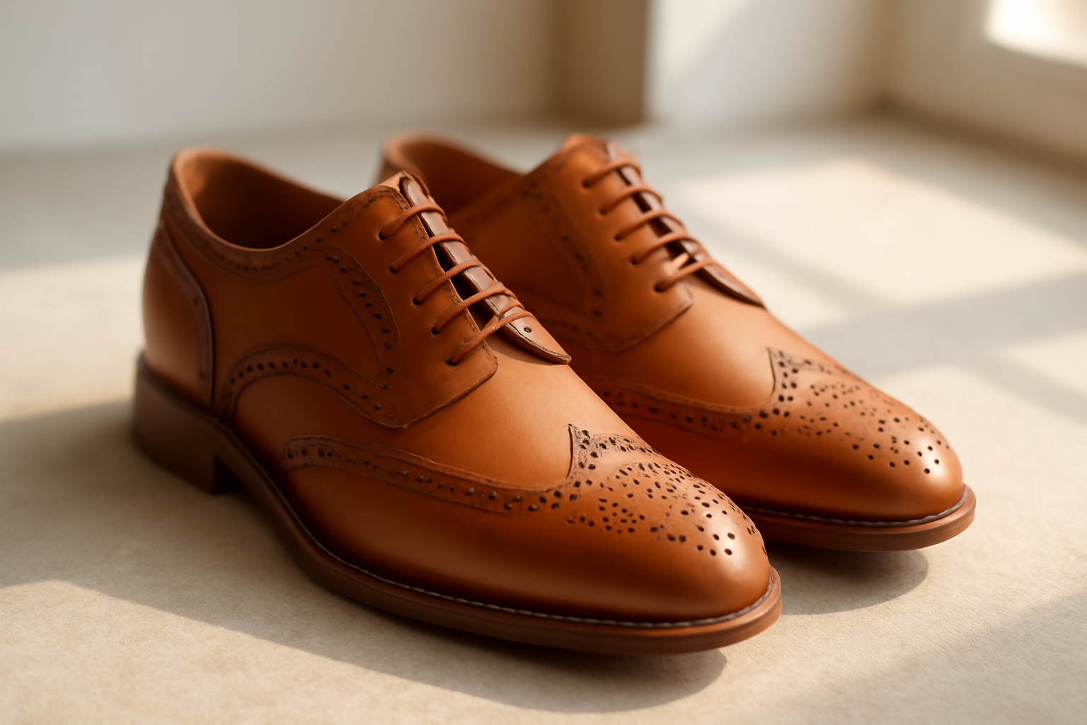 chaussures en cuir avec perforations décoratives