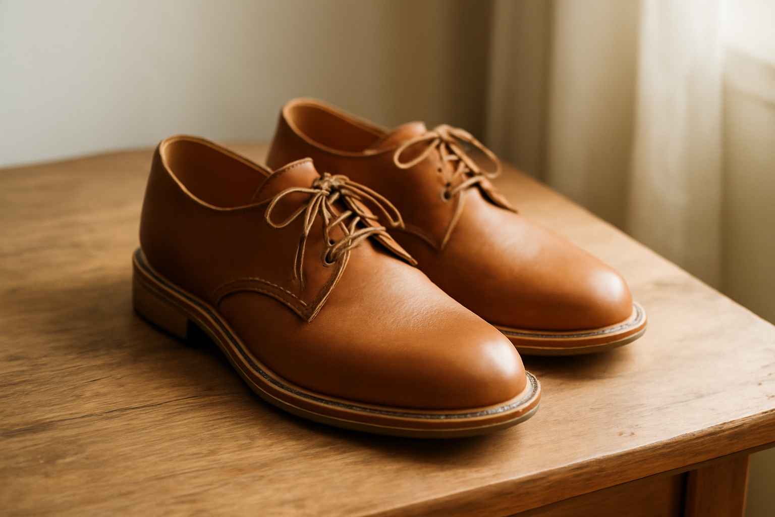 annie-chausseur-fratelli-giacometti-chaussures-explication chaussures artisanales en cuir posées sur table bois