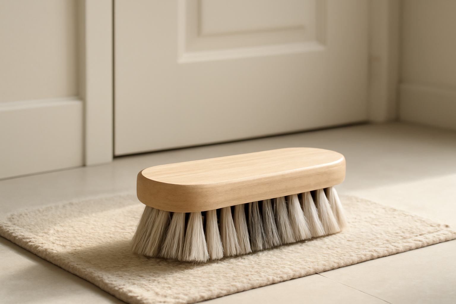 brosse nettoyant chaussure près d’une entrée