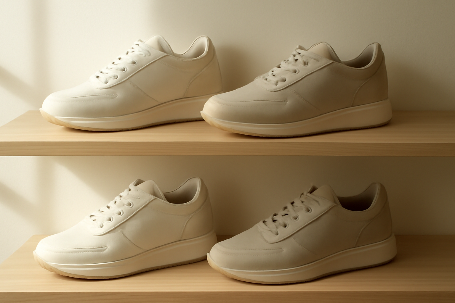 chaussures modernes exposées sur étagère
