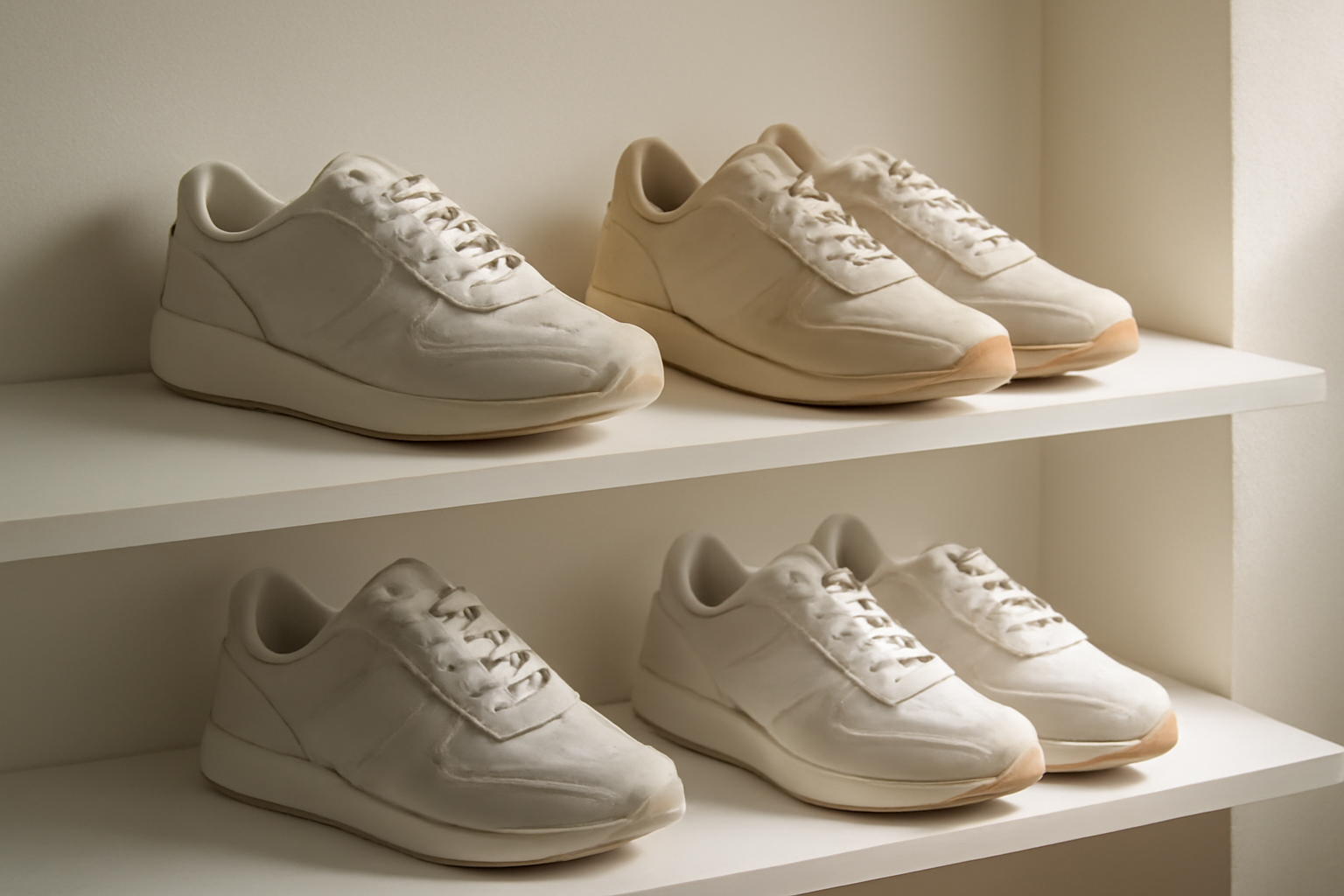 annie-chausseur-nouvelles-marques-sneakers-europe-sud sneakers modernes exposées sur étagère