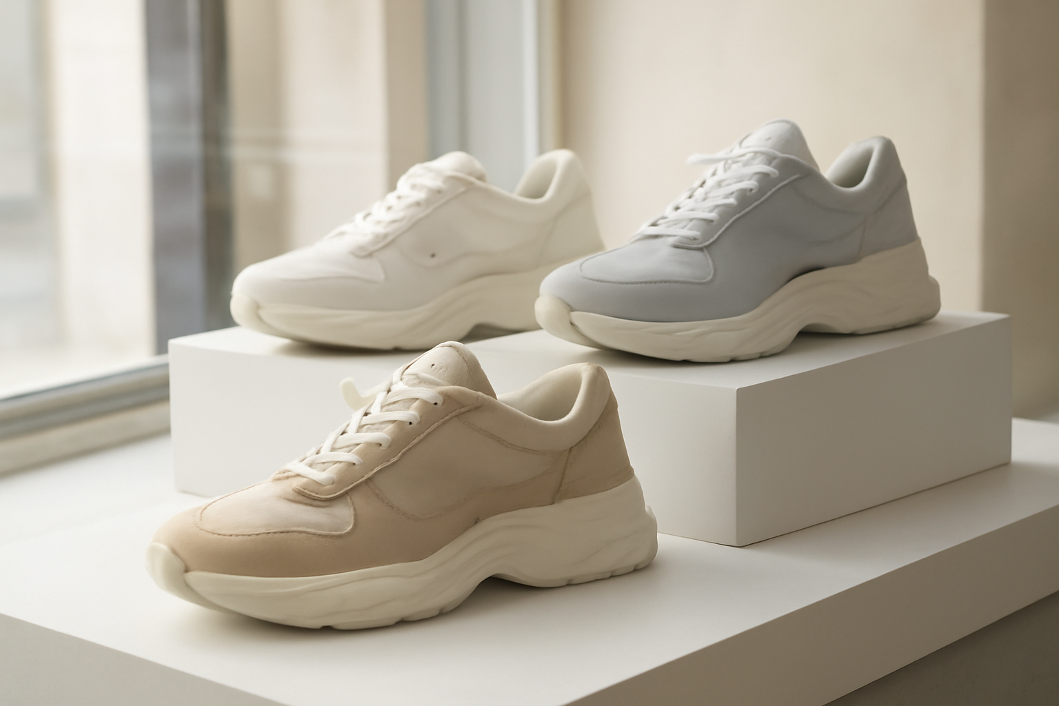 annie-chausseur-nouvelles-marques-sneakers-paris sneakers modernes exposées en vitrine de magasin