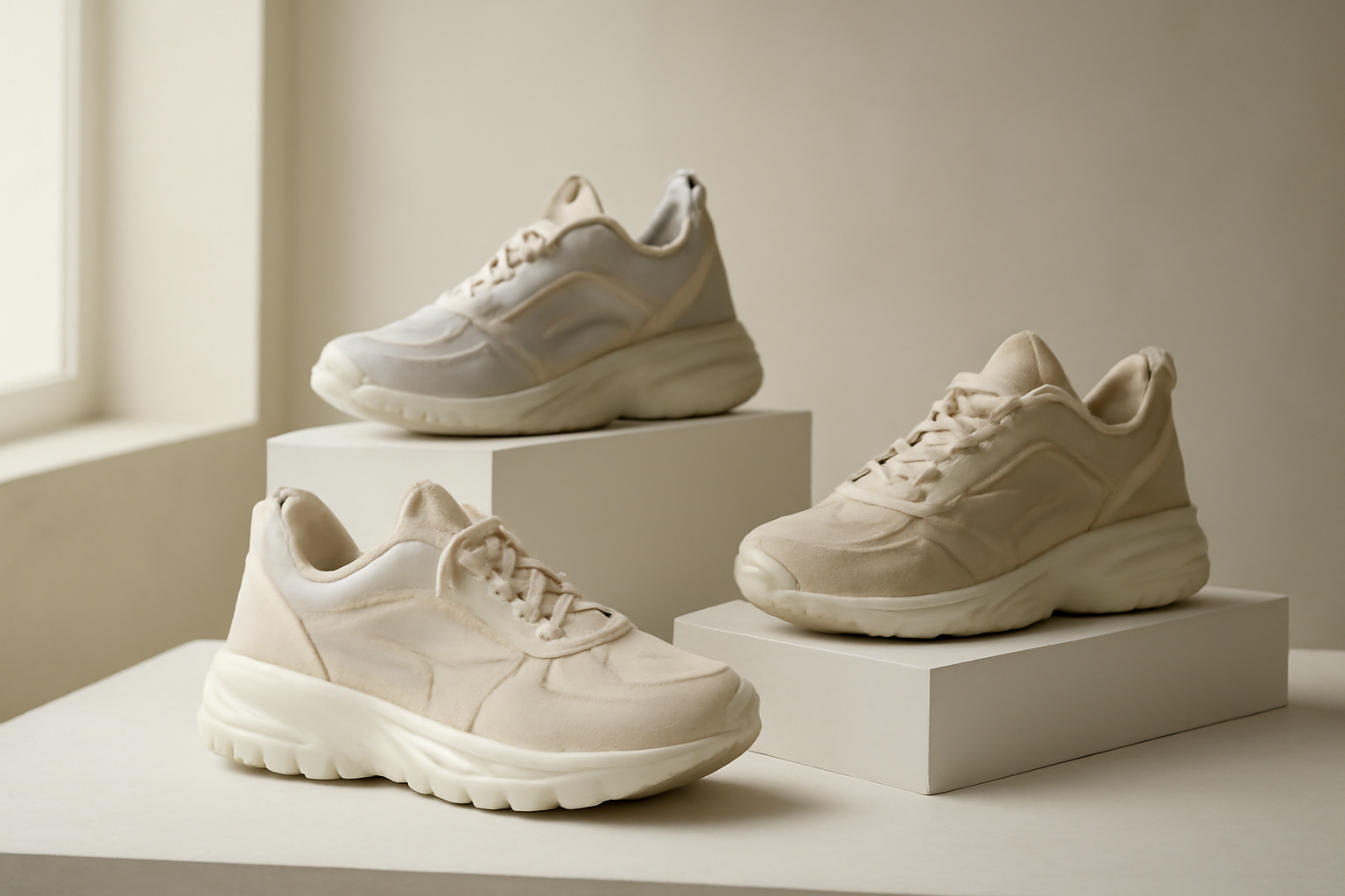 annie-chausseur-nouvelles-sneakers-inspirees-trail sneakers techniques exposées sur présentoir