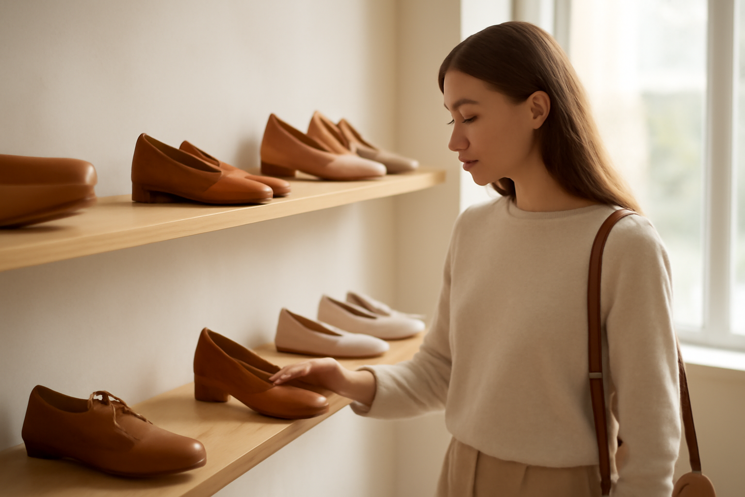client regardant chaussures en boutique