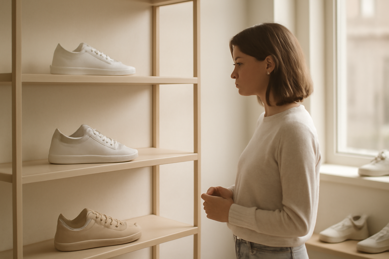 annie-chausseur-ou-trouver-magasin-sneakers-marseille client observant sneakers en boutique