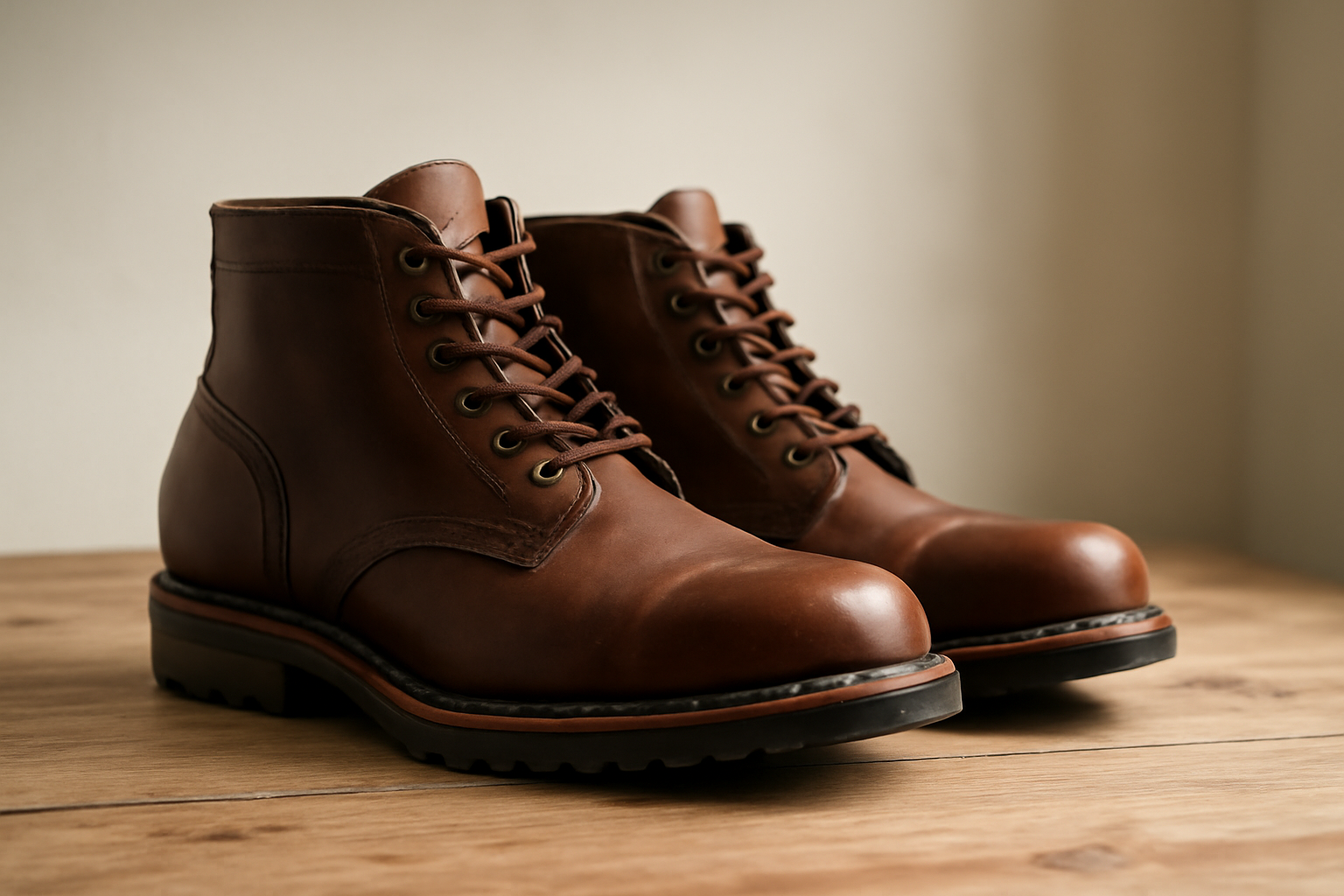 annie-chausseur-paraboot-avignon-explication chaussures en cuir robustes posées sur surface bois